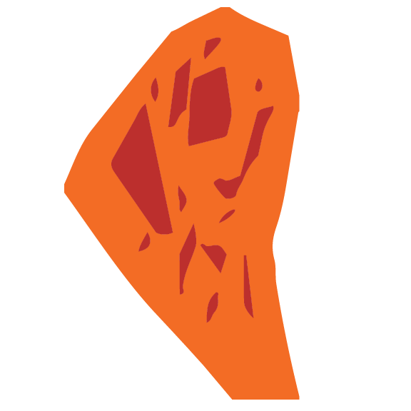 Illustration of a clenched fist in orange and red tones.