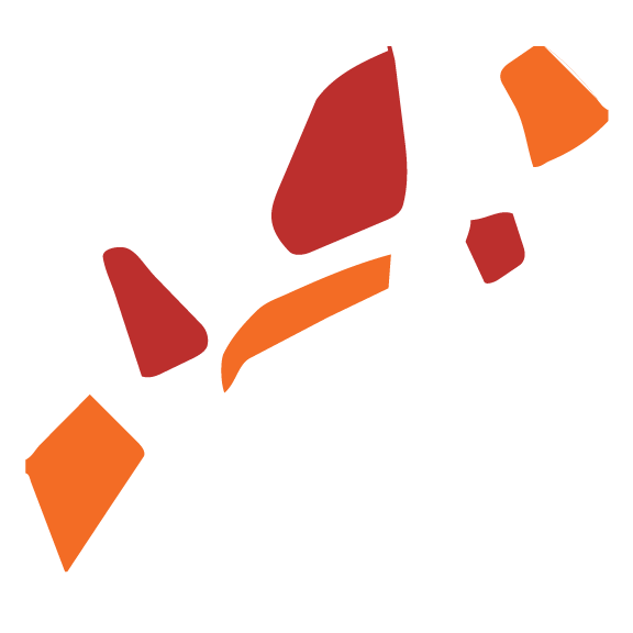 A stylized, abstract map of Africa with various orange and red shapes representing countries.