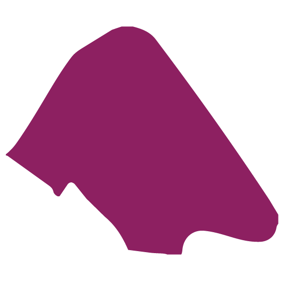 A purple silhouette of a bass guitar.