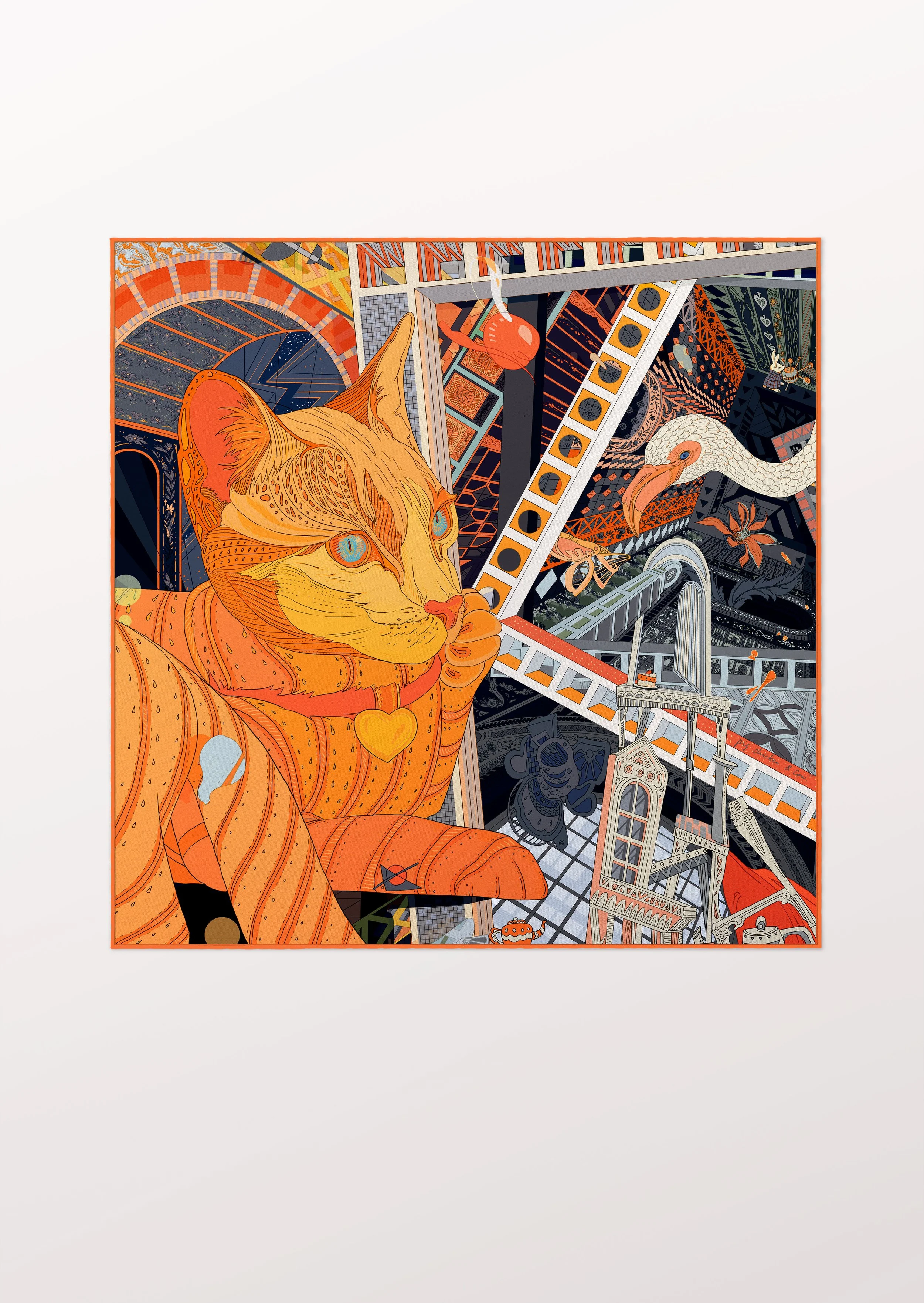 Alice Orange Pocket Square