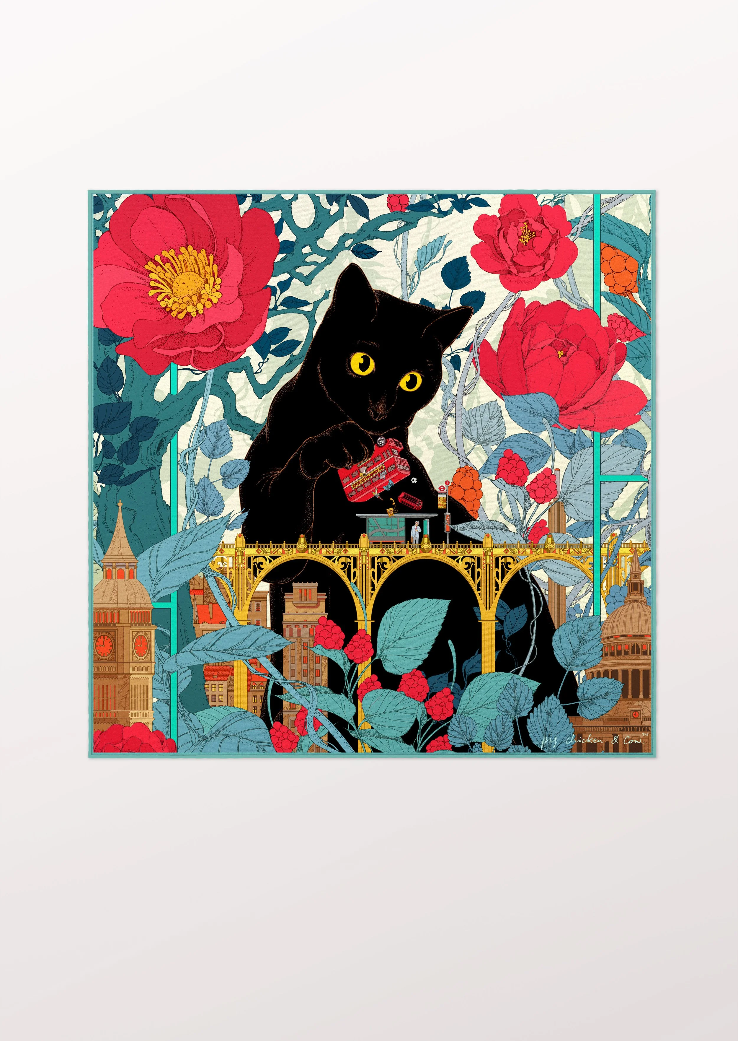 London Bridge Cat Pocket Square