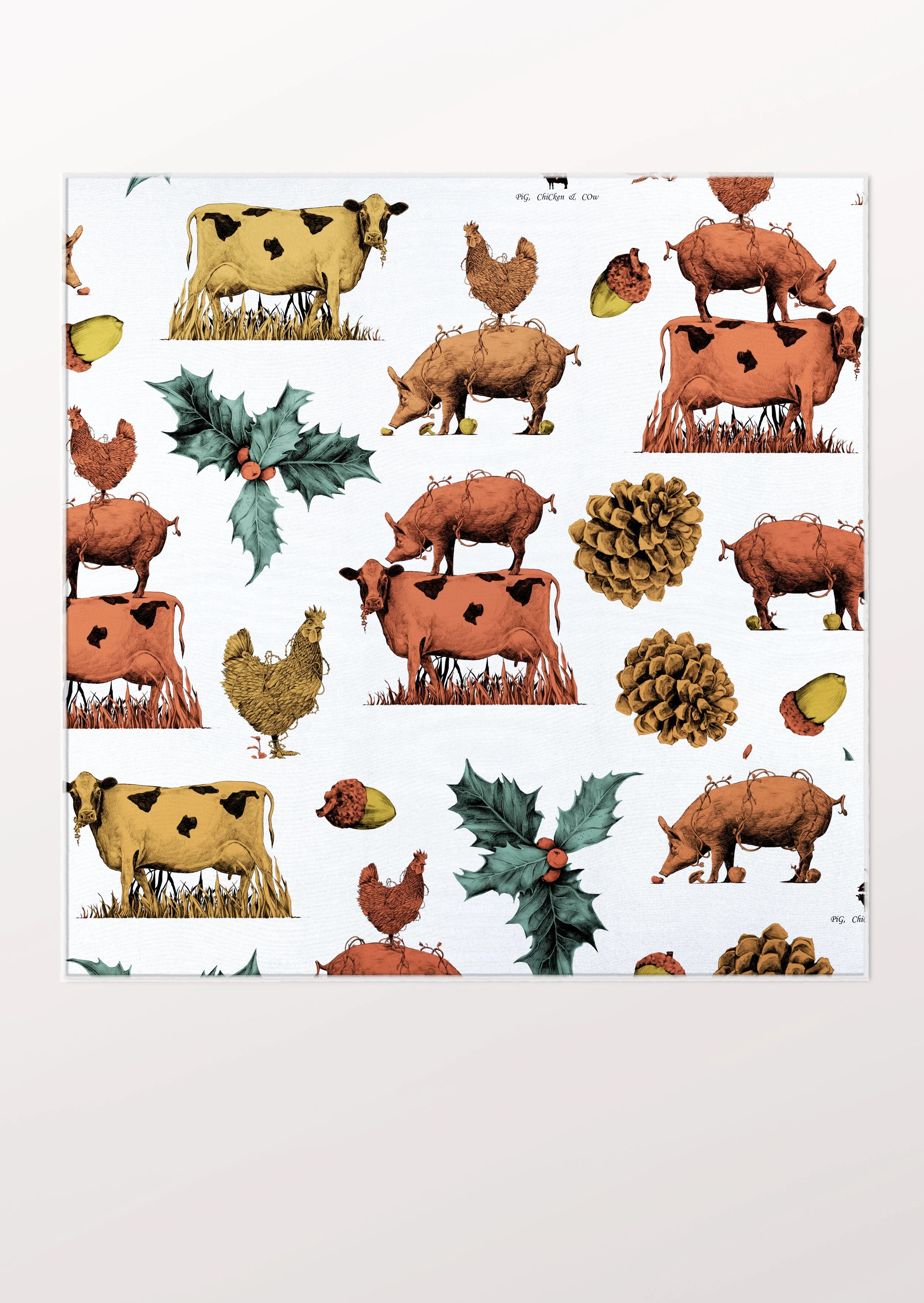 Holly Leaves Pocket Square