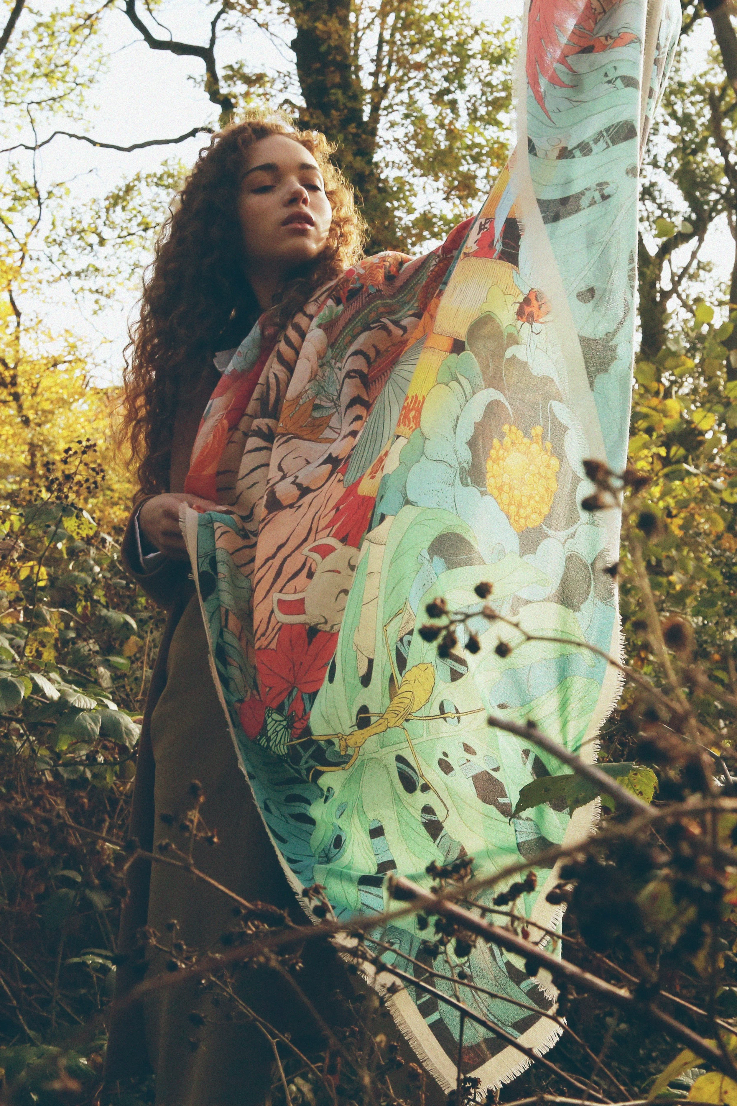 The Kyoto Street Party Cashmere Silk Scarf / Colour