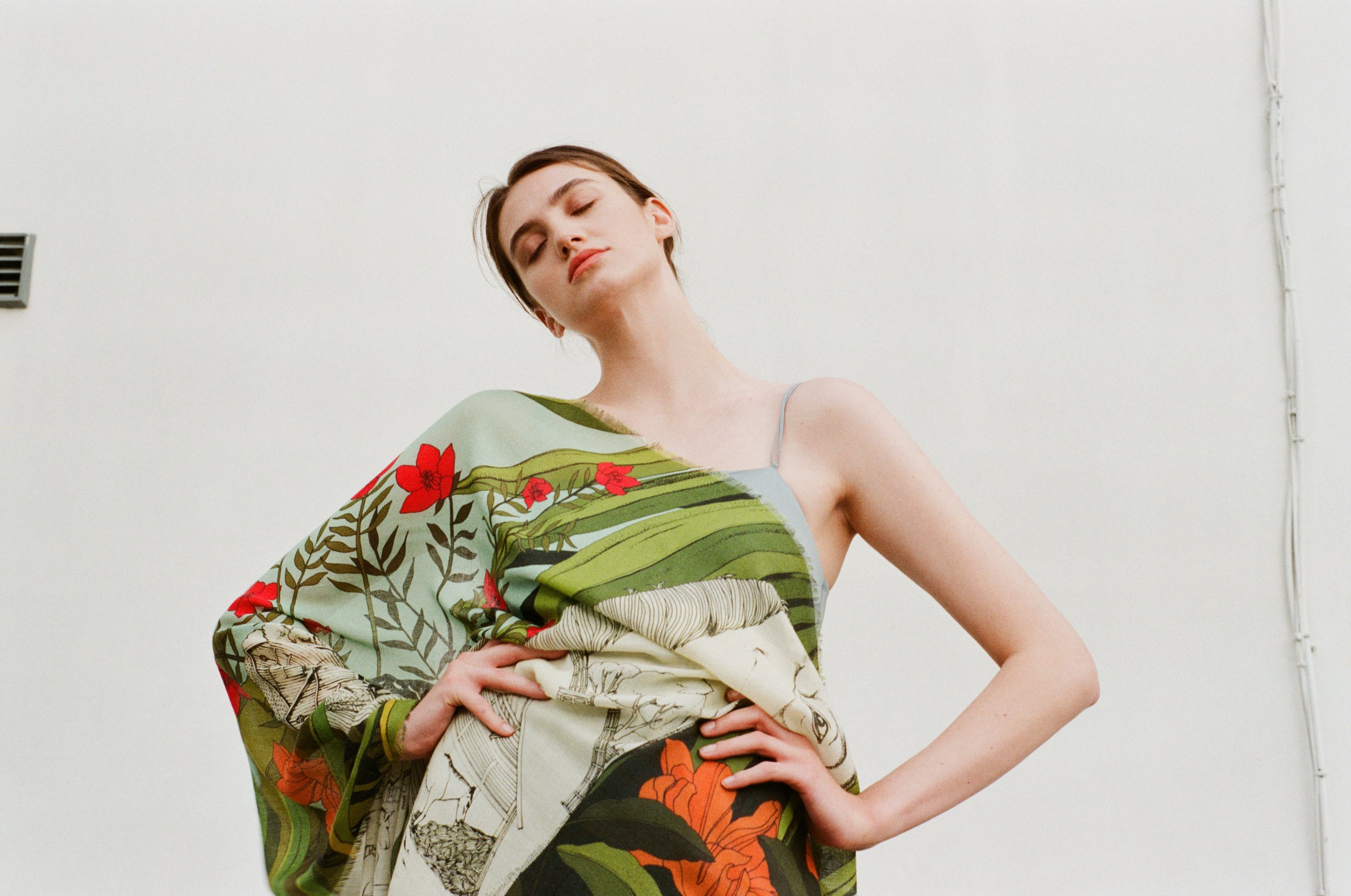 White Horse Cashmere Silk Scarf