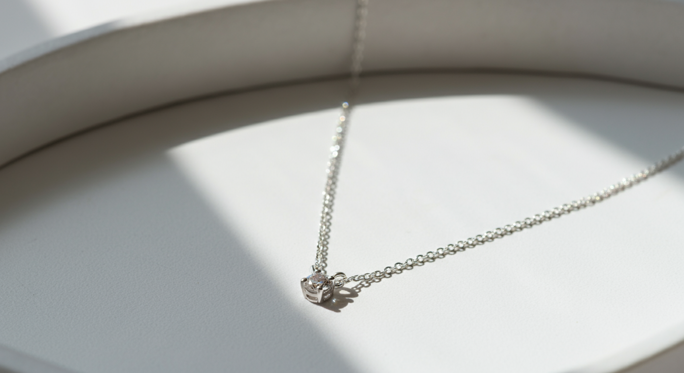 white gold necklace with solitaire diamond