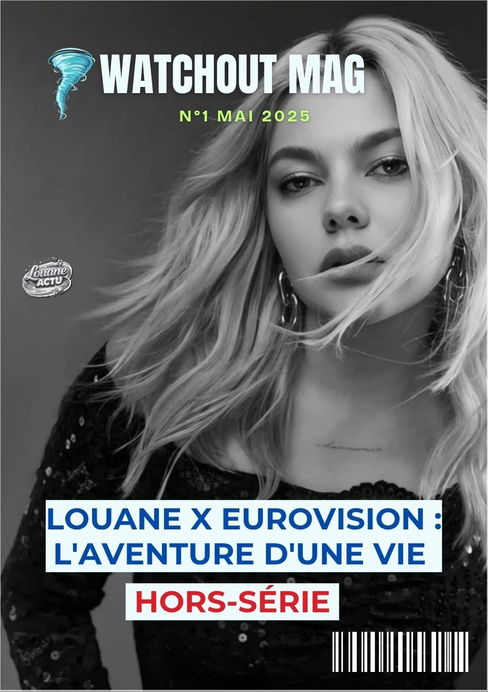 Couverture du magazine Watchout Mag avec une femme aux cheveux longs et blonds, texte en français.