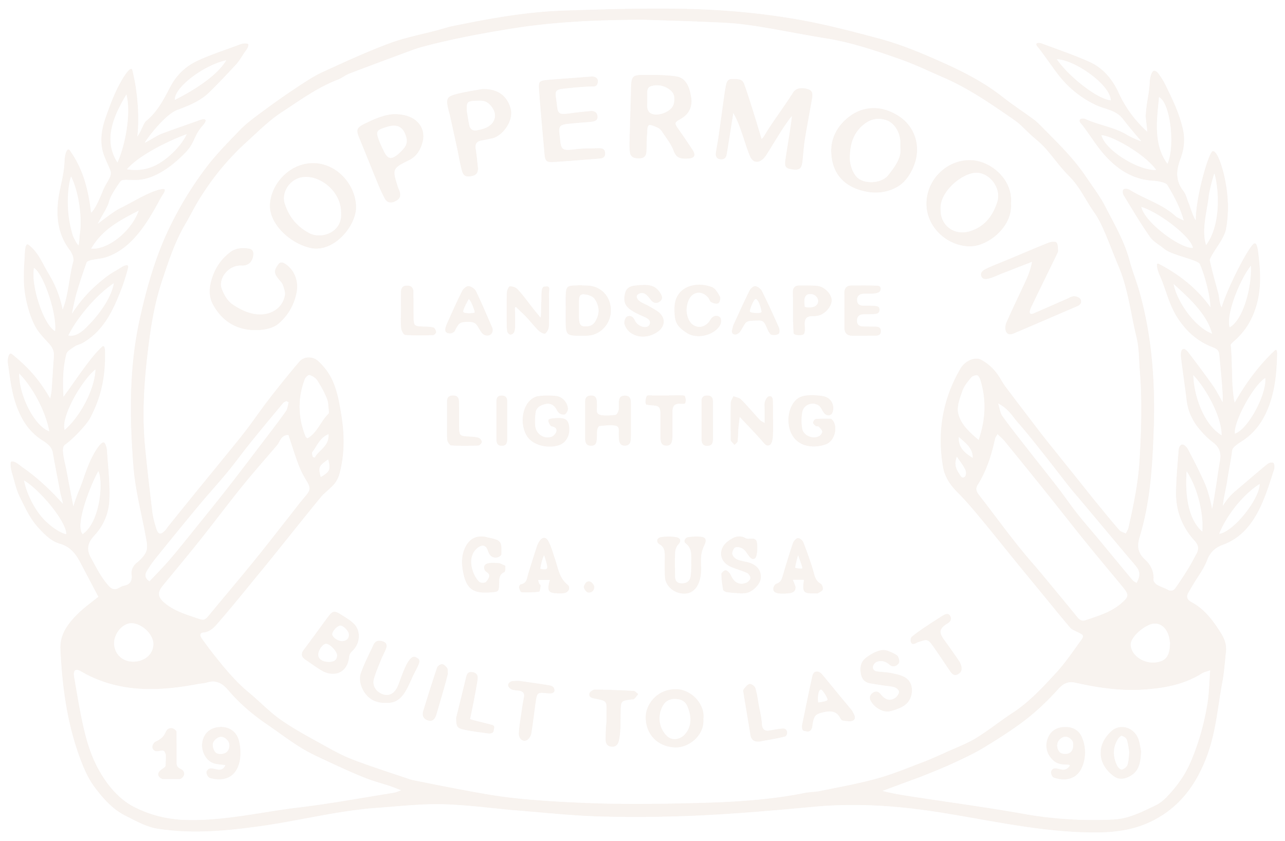 Black and white logo for Oppermo Landscape lighting in Georgia USA, featuring a stylized light bulb design with laurel branches.