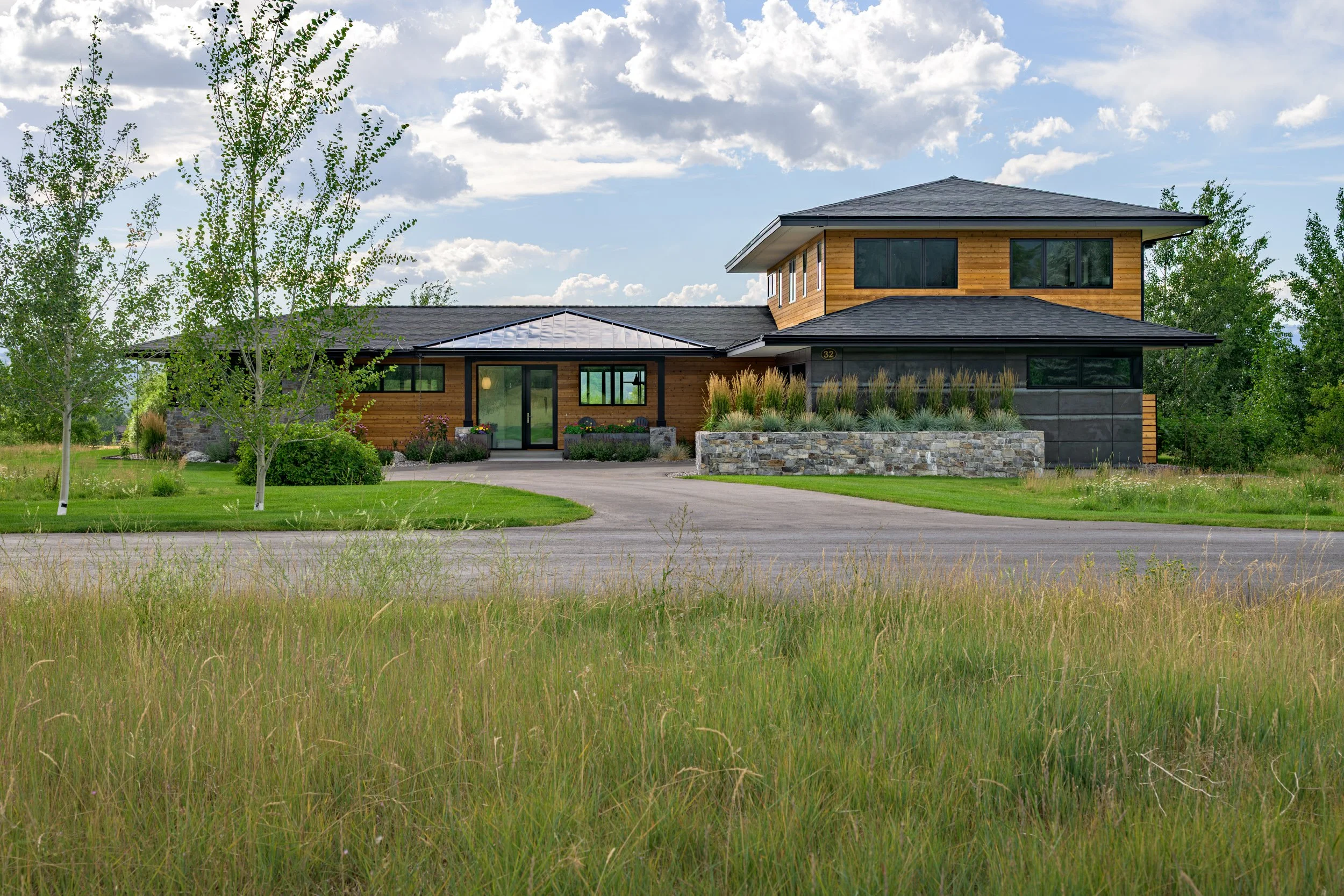 Contemporary prairie style home designed by Trimbach Builders and Design Studio in Teton Springs Idaho.