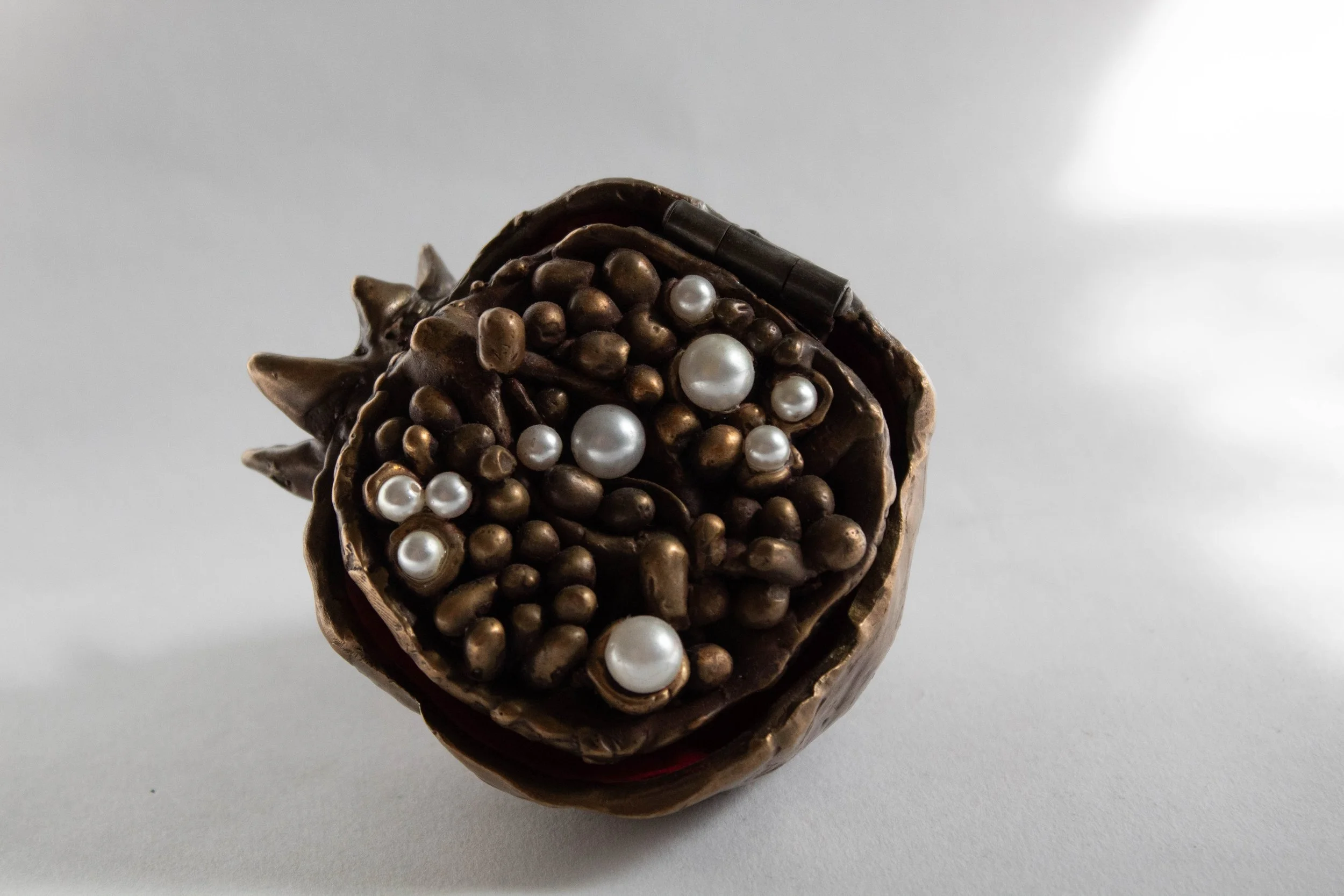 "Venus" 2024, Cast Bronze, Pearls, Red Flocking