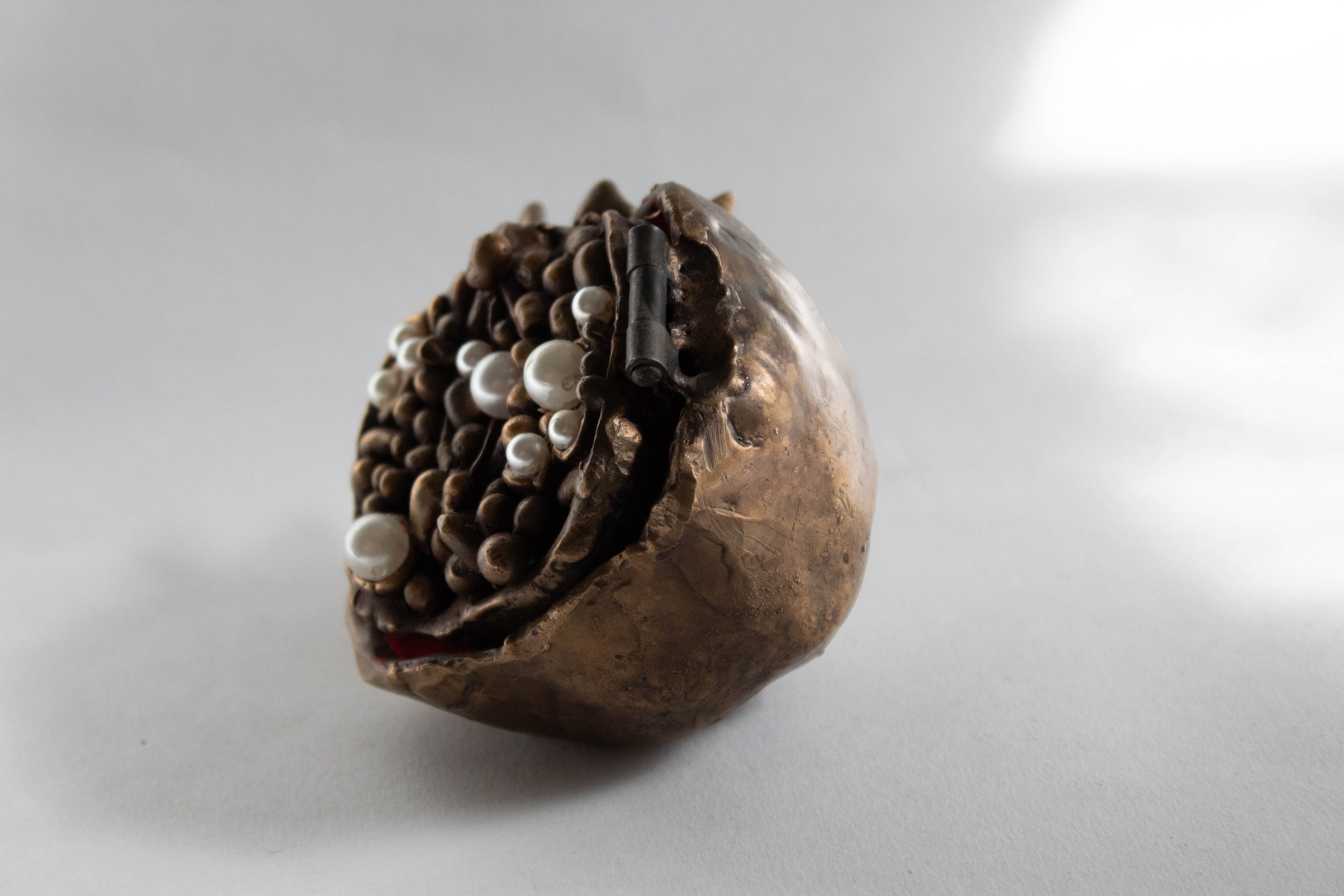 "Venus" 2024, Cast Bronze, Pearls, Red Flocking