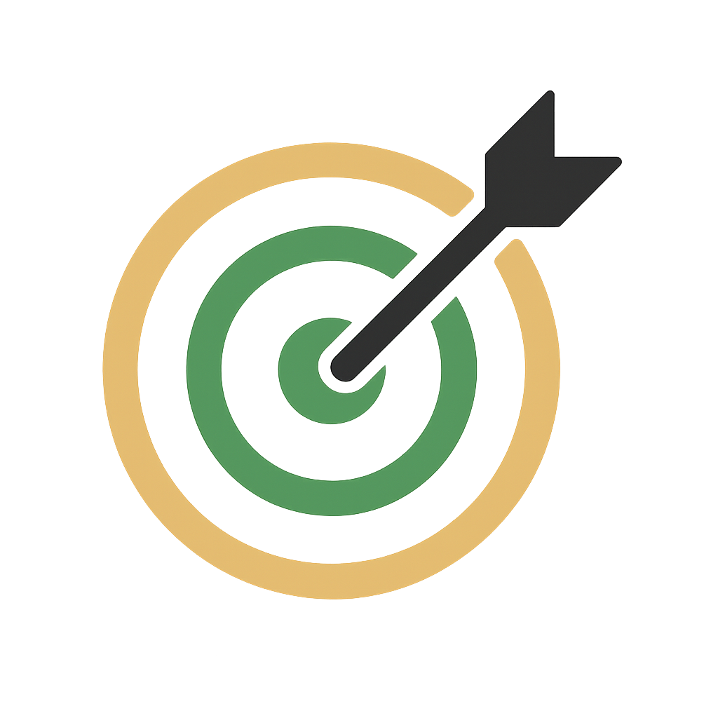 Glowing target with an arrow hitting the bullseye