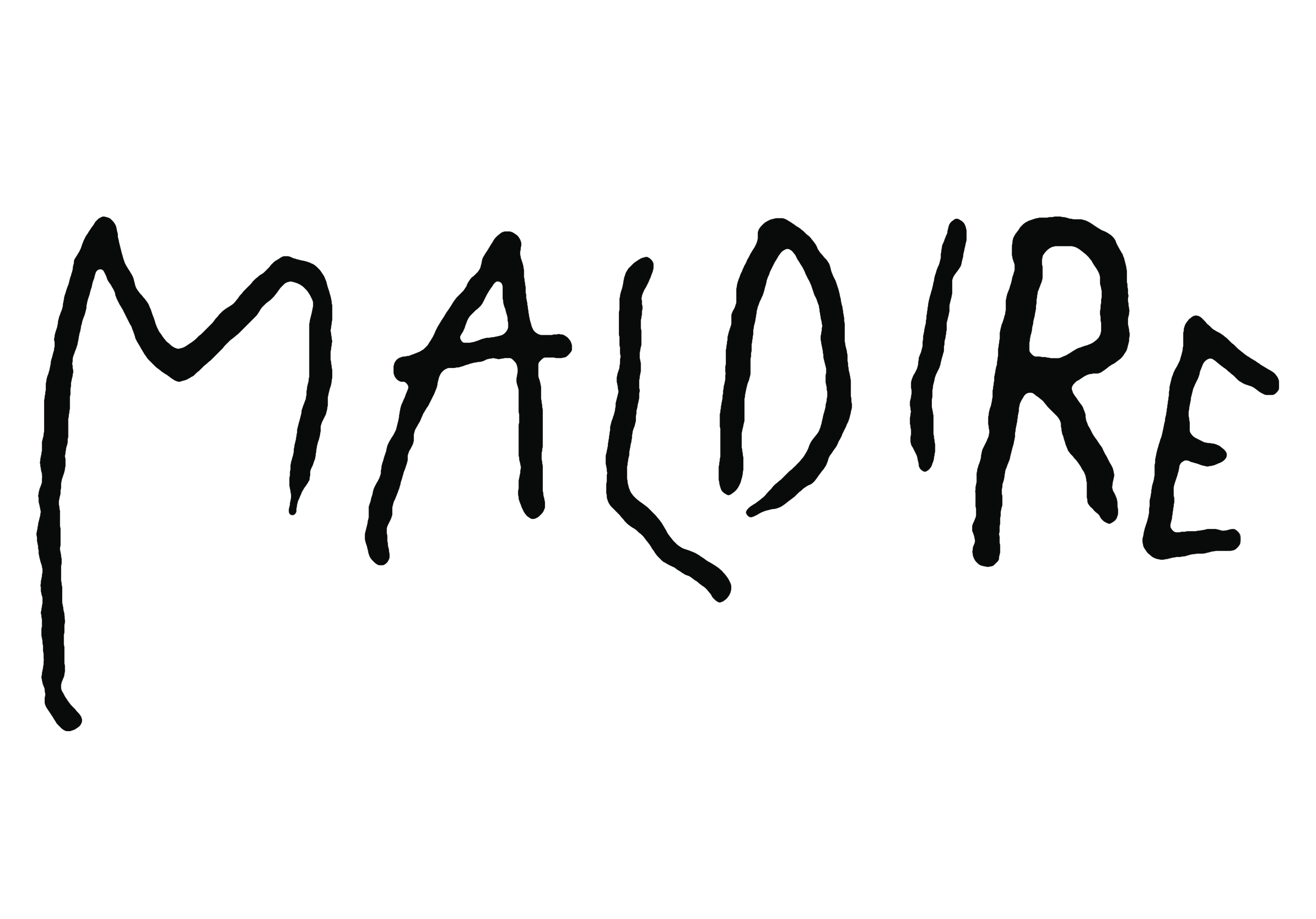 The word 'MAIDIR' written in a casual, hand-drawn style on a black background.