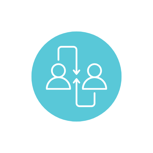 Icon showing two people with arrows indicating exchange or transfer between them.