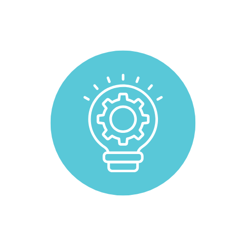 Lightbulb icon with gear inside, representing innovation or ideas.