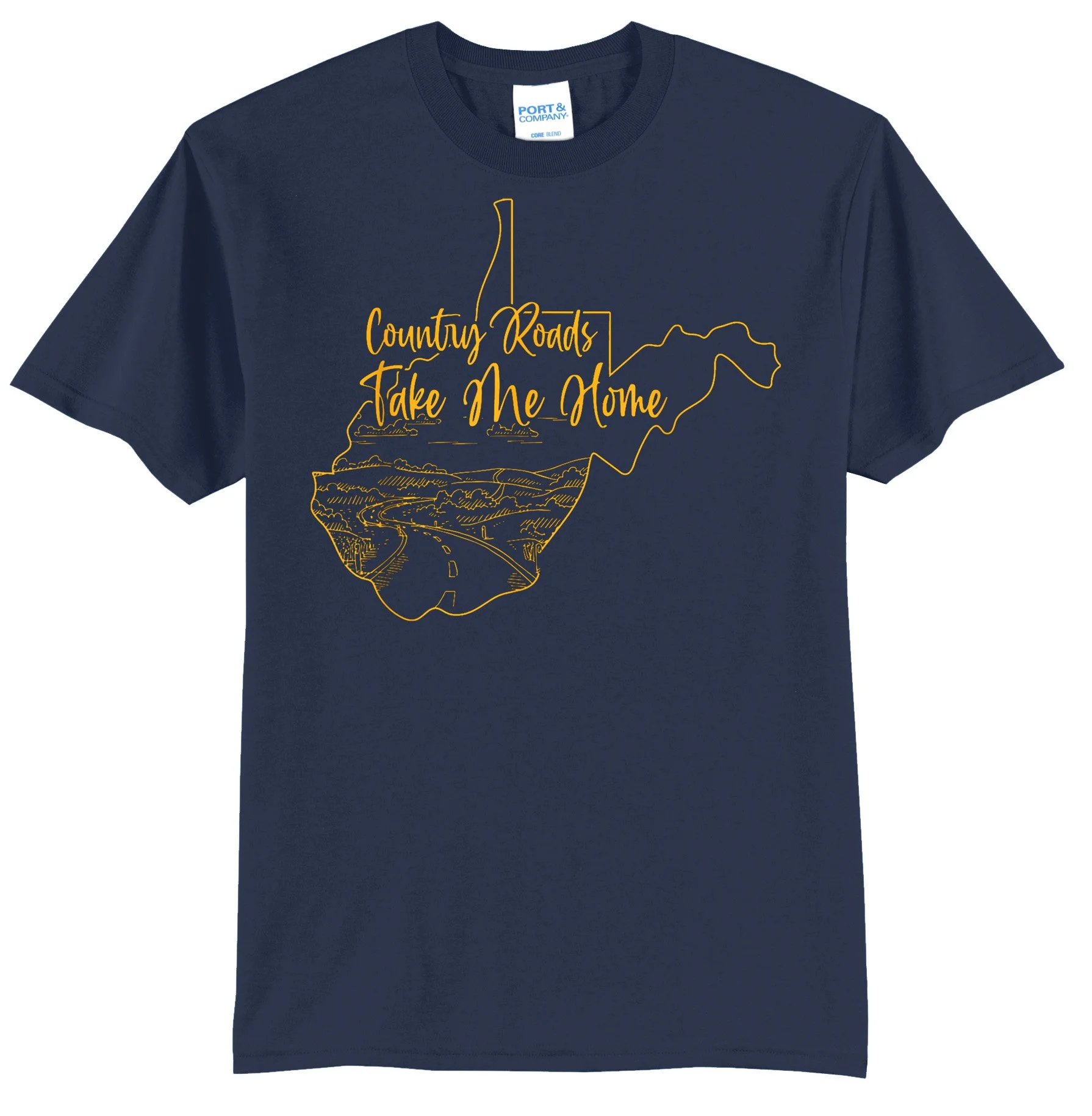 Take Me Home Country Roads State Outline Graphic Tee Shirt