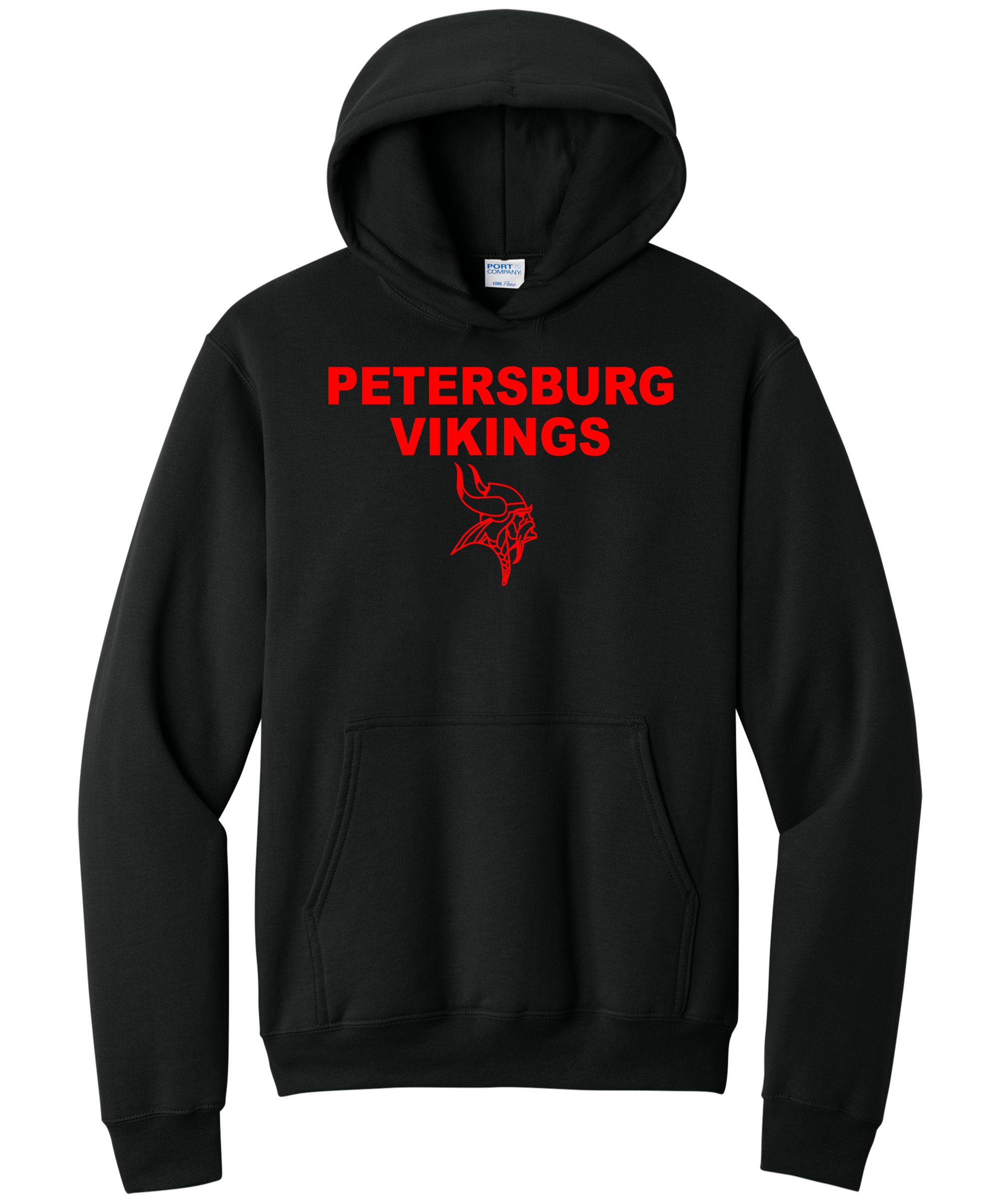 Petersburg Vikings w/ Viking Head Red Graphic Hoodie
