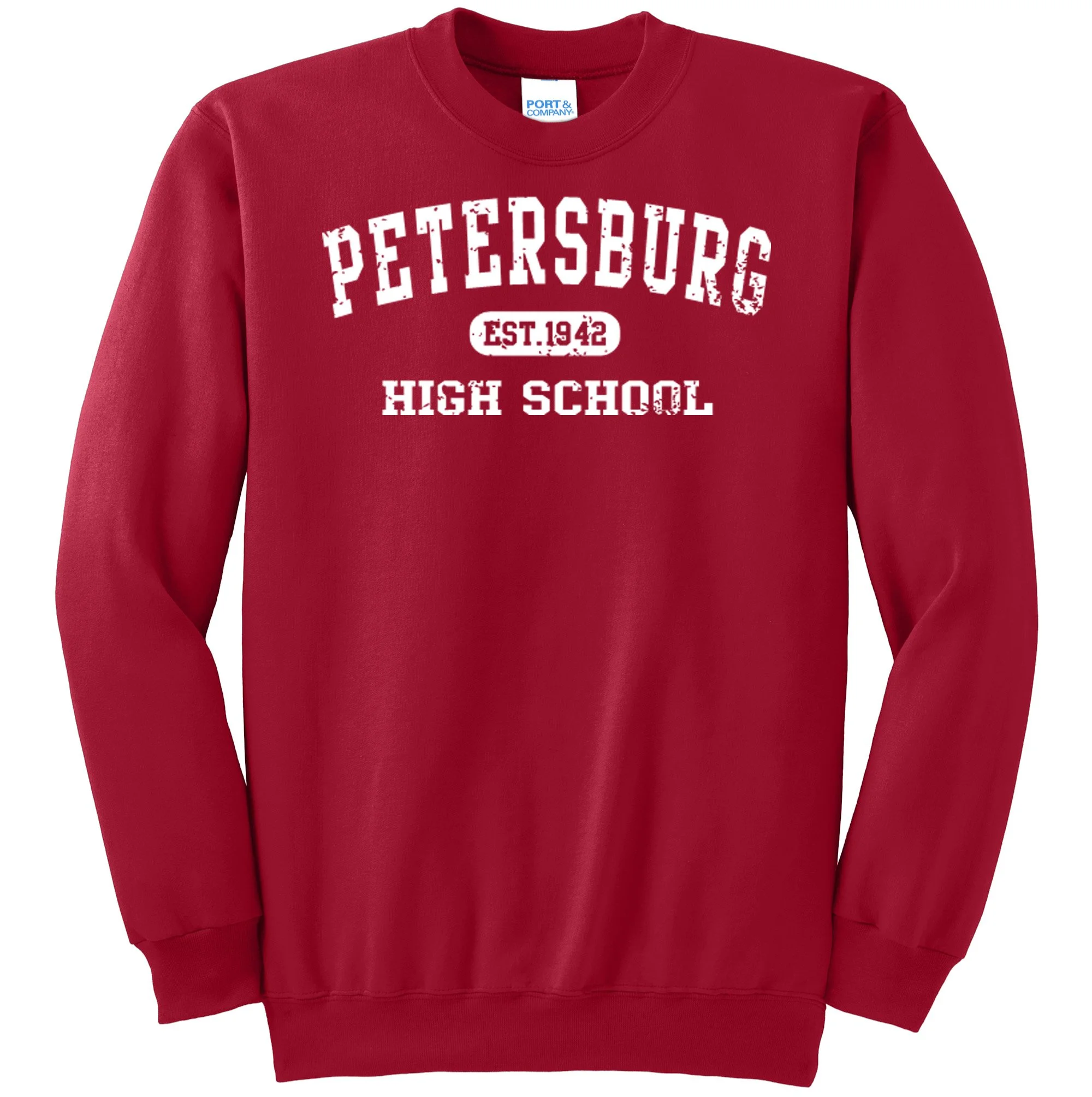 Petersburg High School Rustic White Graphic Crewneck Sweatshirt