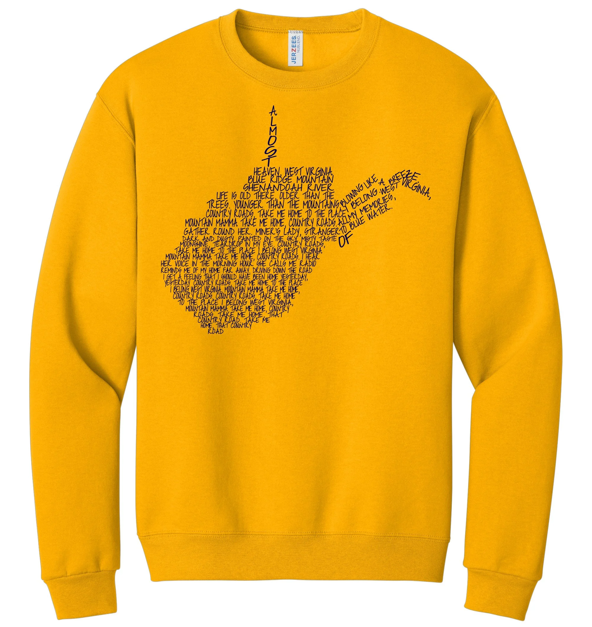 Country Roads Lyrics Navy Graphic Crewneck Sweatshirt