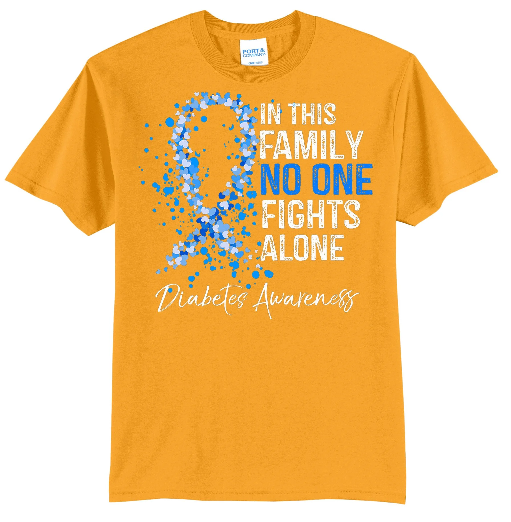 In This Family No One Fights Alone Shirt Diabetes Awareness T-Shirt PC55 GOLD.jpg