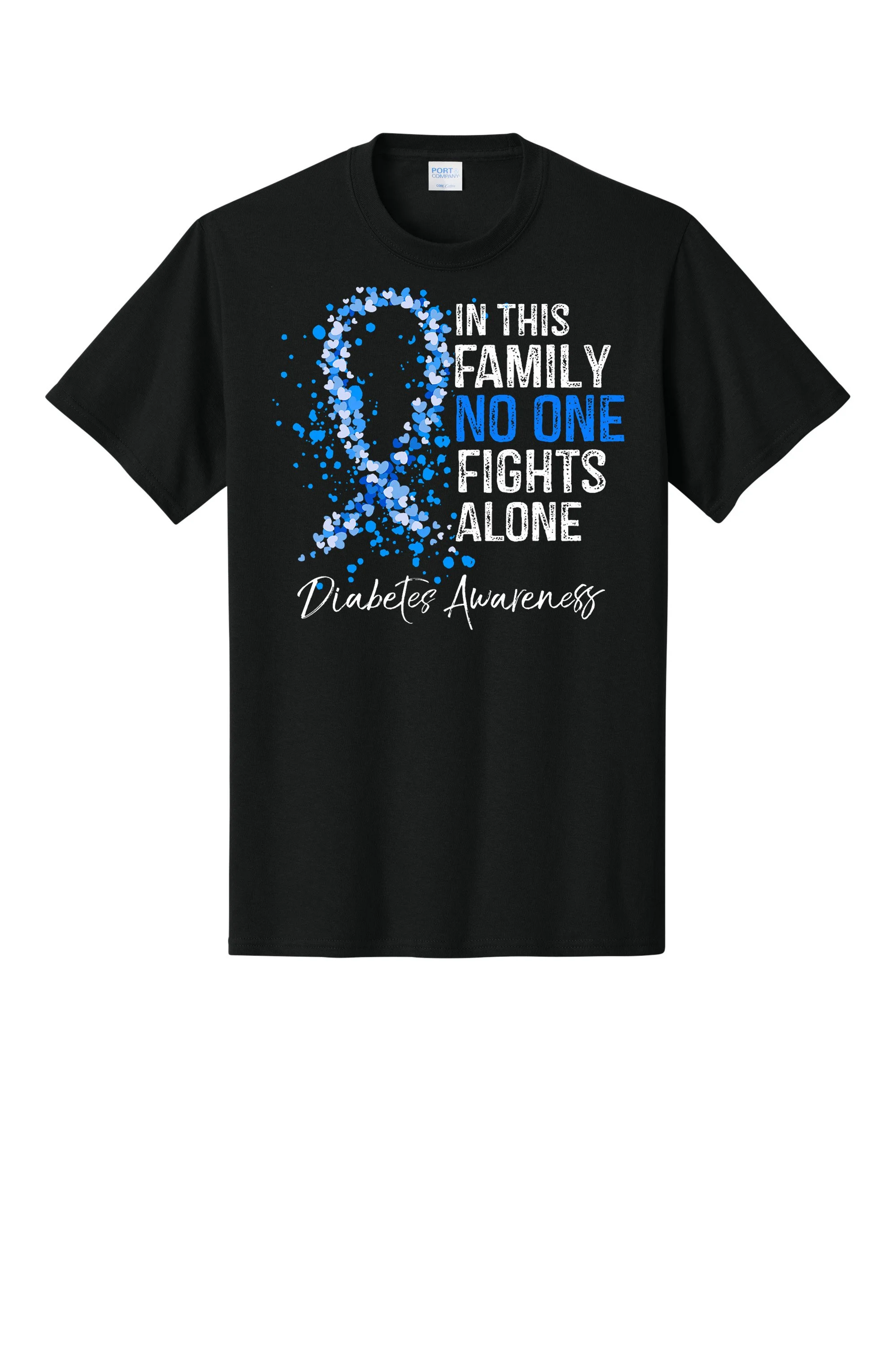 In This Family No One Fights Alone Shirt Diabetes Awareness T-Shirt PC55 BLACK.jpg