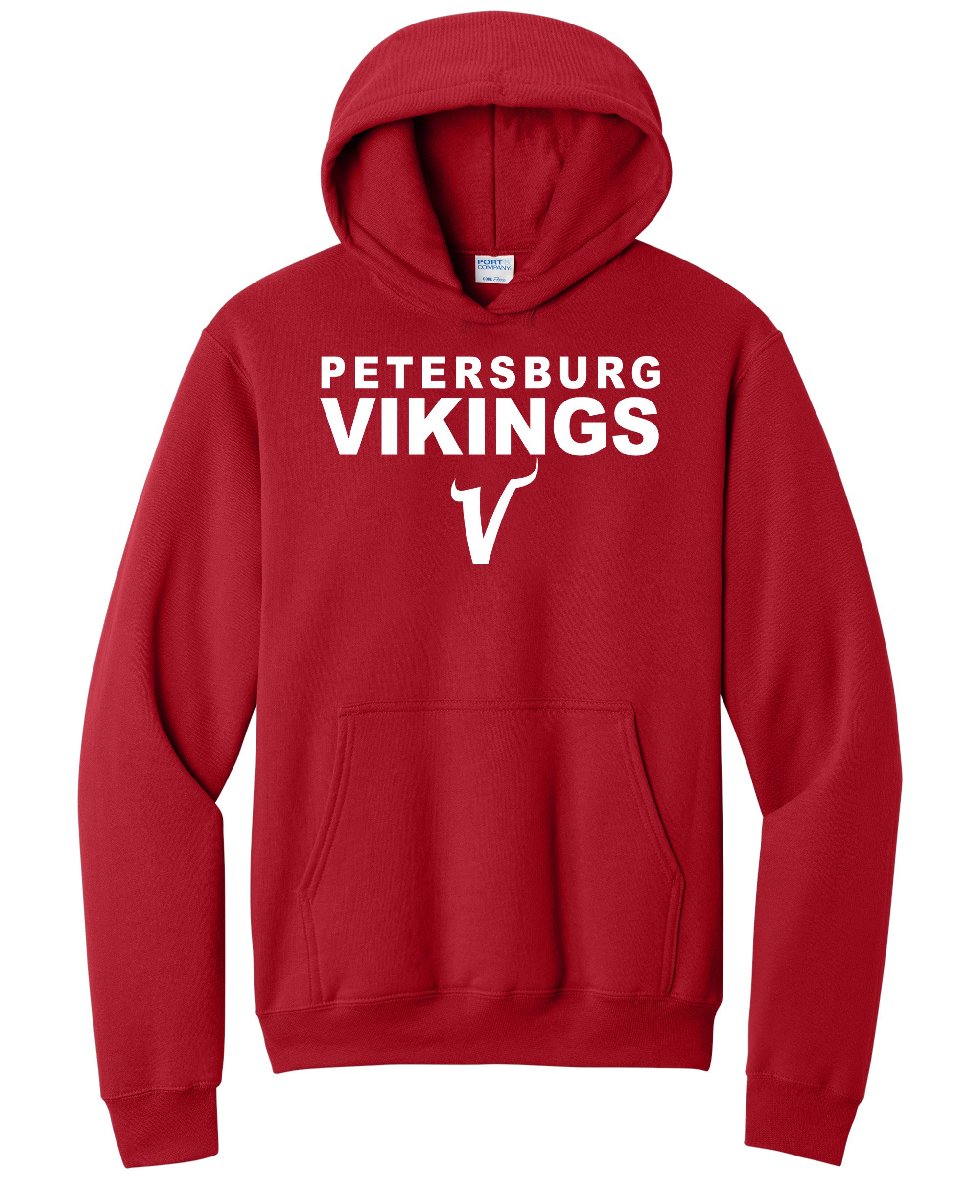 Petersburg Vikings w/ Viking V White Graphic Hoodie