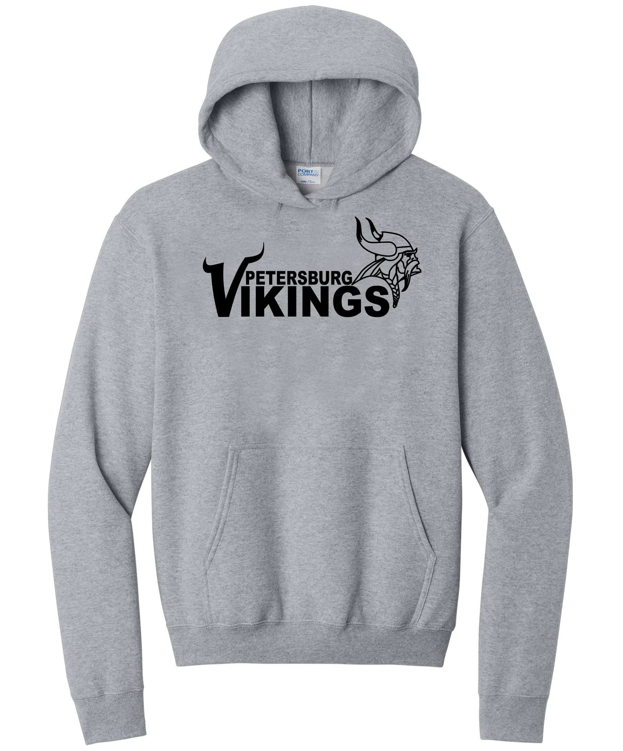 Petersburg Vikings with Viking Head Black Graphic Hoodie