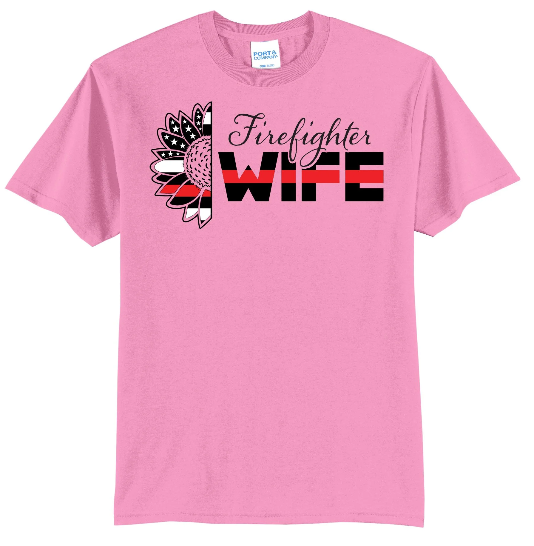 Firefighter Wife Sunflower Graphic Tee Shirt