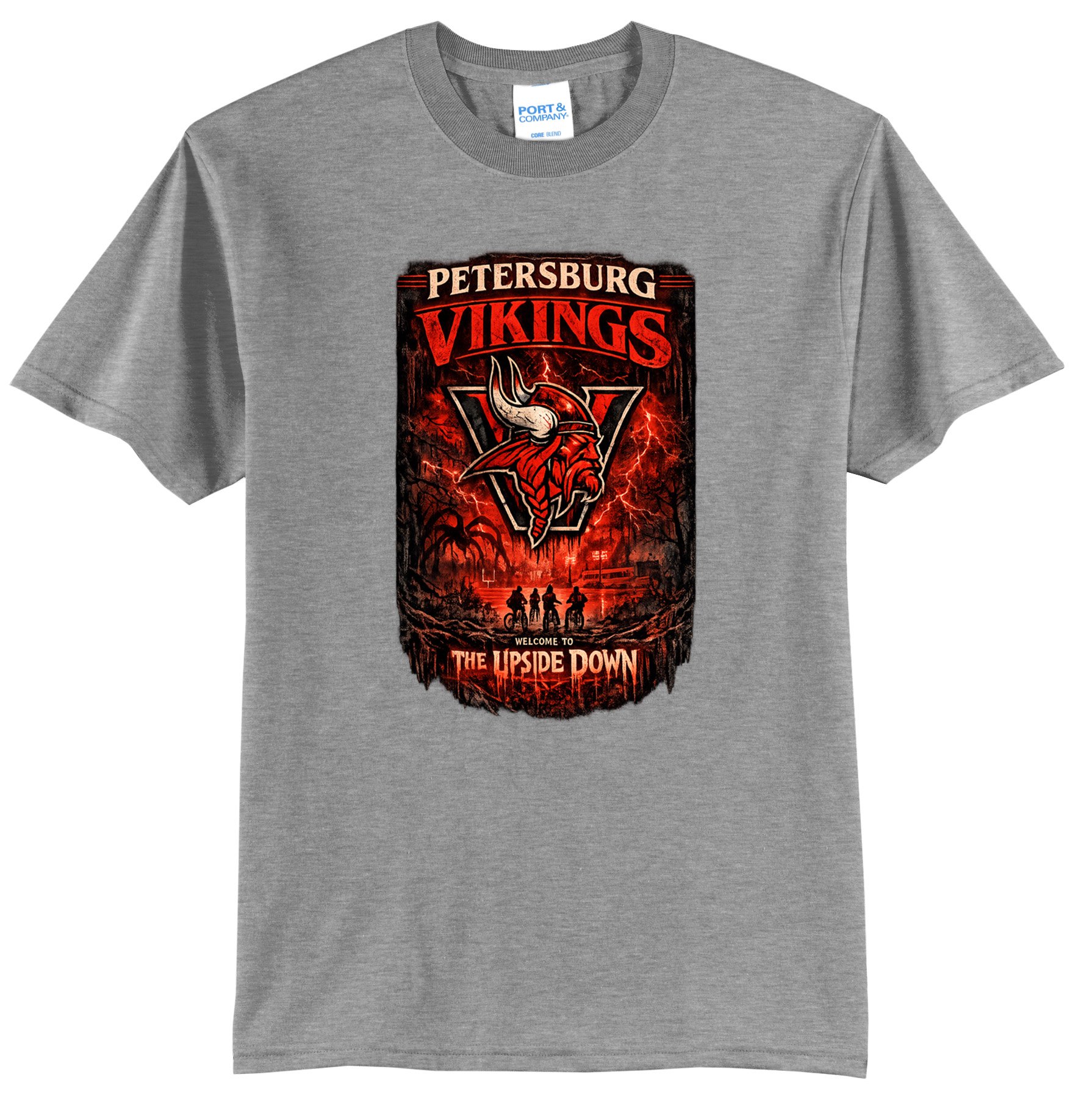 Petersburg Vikings Stranger Things Upside Down Graphic Tee Shirt