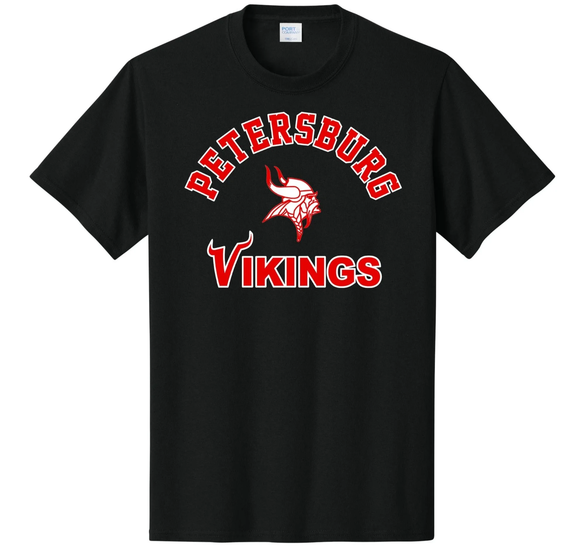Petersburg Vikings with Viking Head and 'V' Graphic Tee Shirt