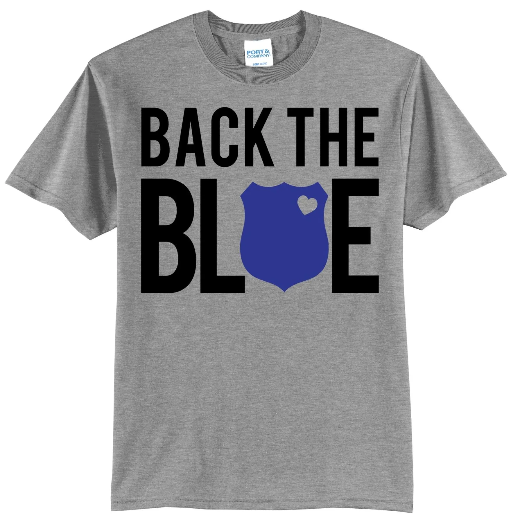 Back The Blue with Badge Graphic Tee Shirt