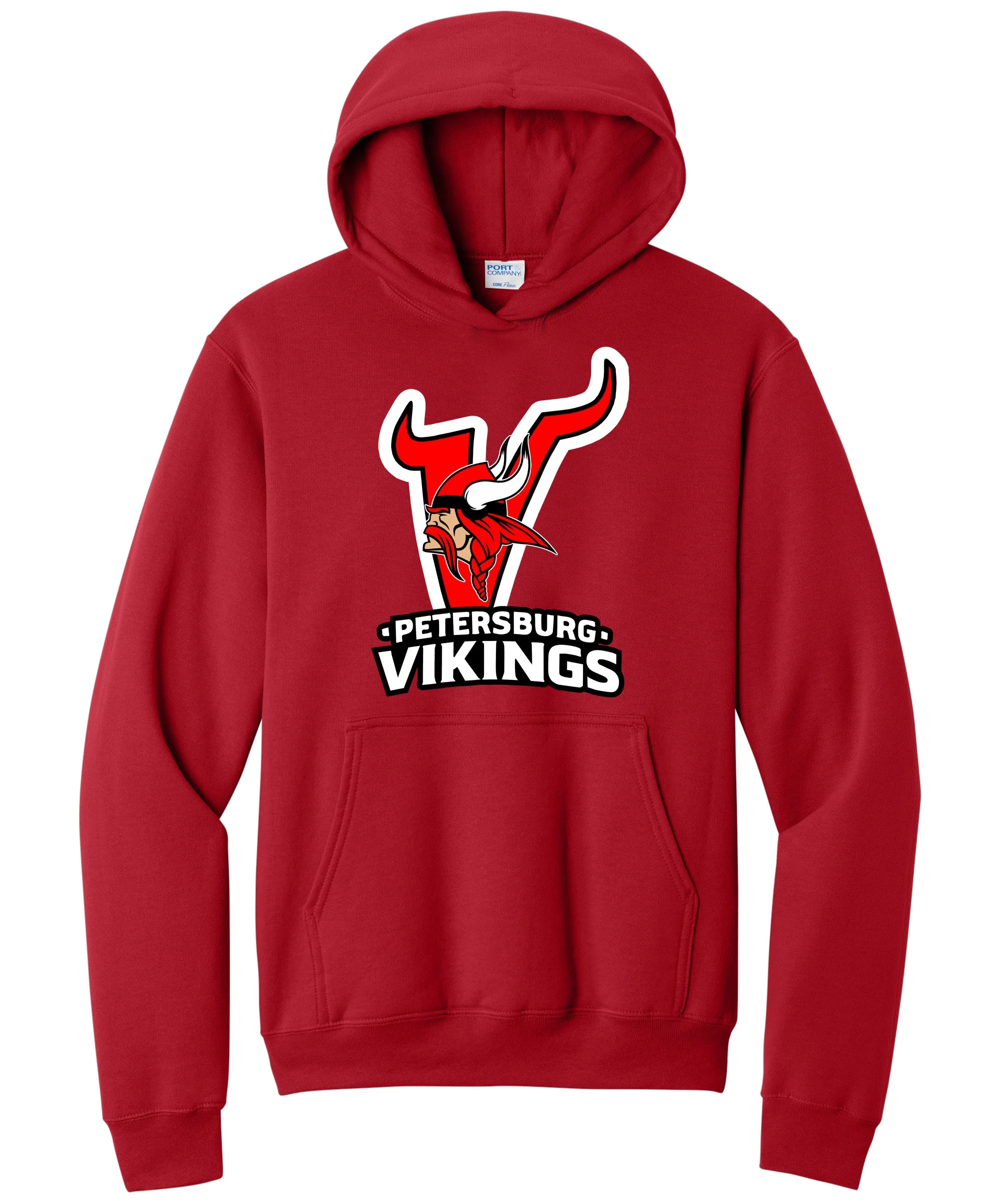Petersburg Vikings Big 'V' w/ Viking Head Graphic Hoodie