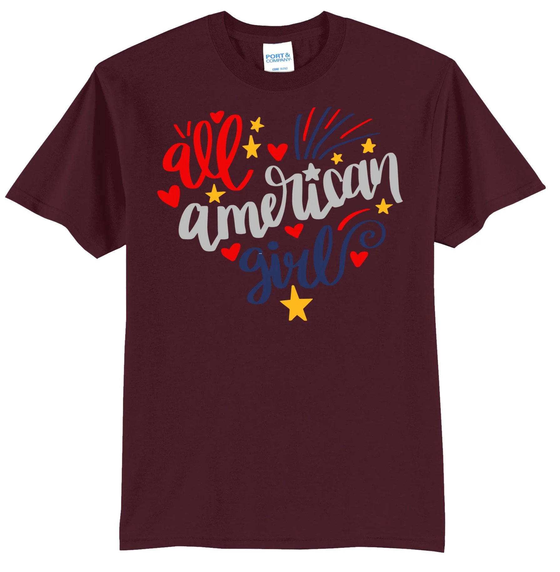 All American Girl Heart Graphic Tee Shirt