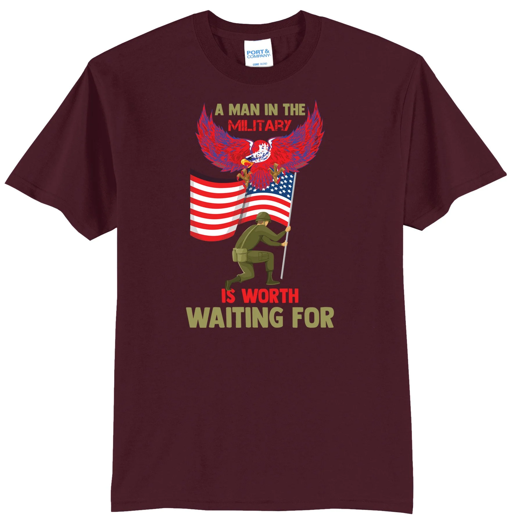 A Man In The Military Is Worth Waiting For Graphic Tee Shirt