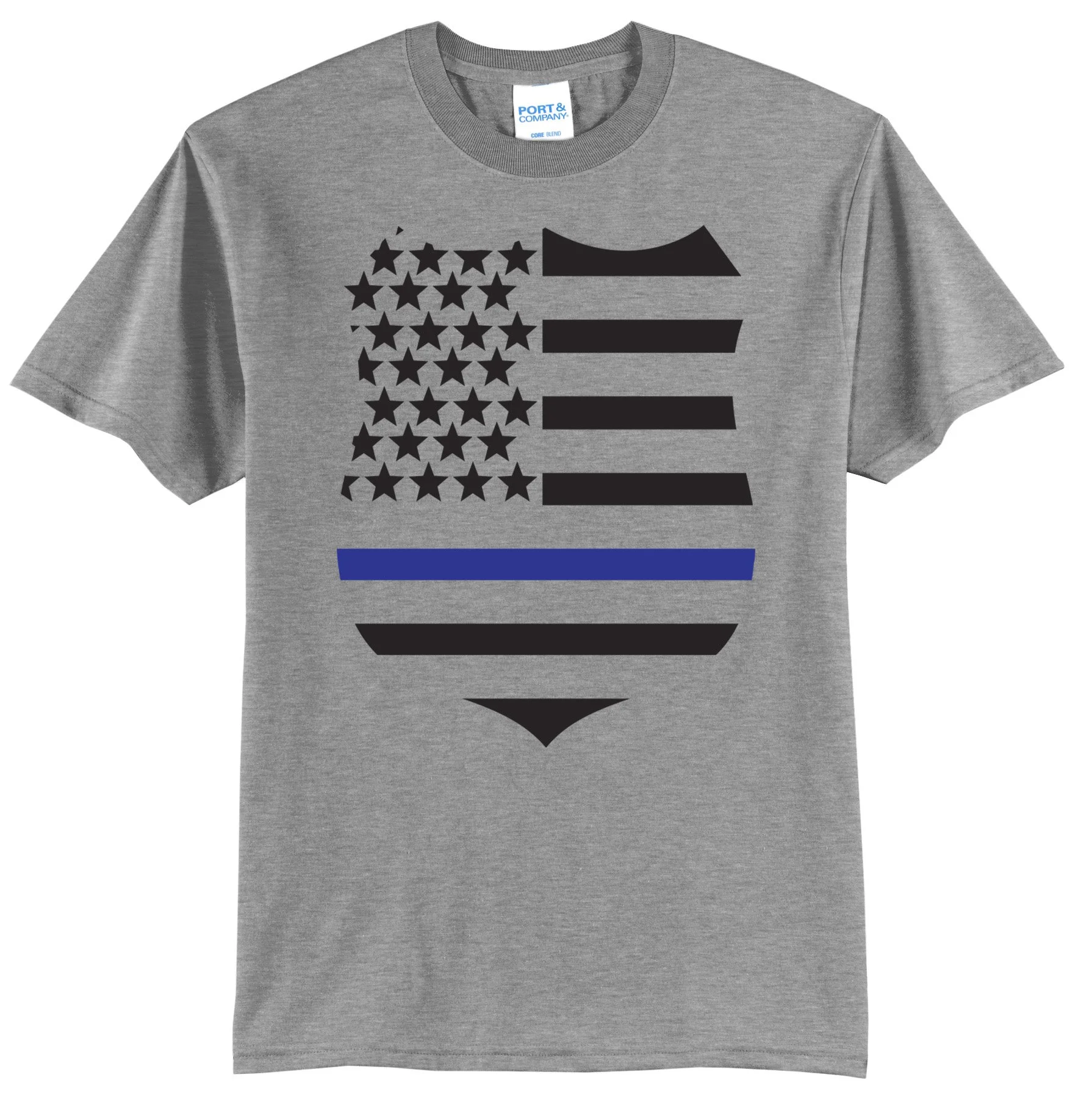 Blue Line Flag Badge Graphic Tee Shirt