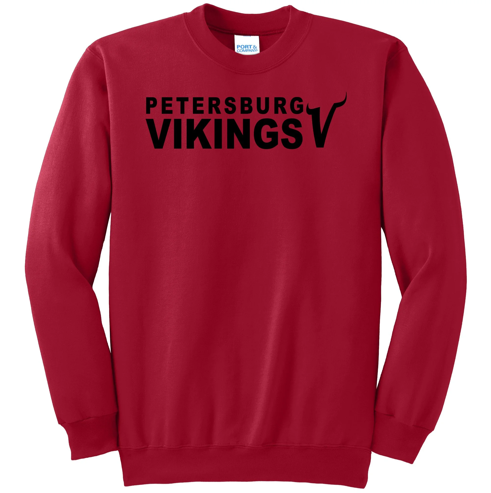 Petersburg Vikings Viking V Black Graphic Crewneck Sweatshirt