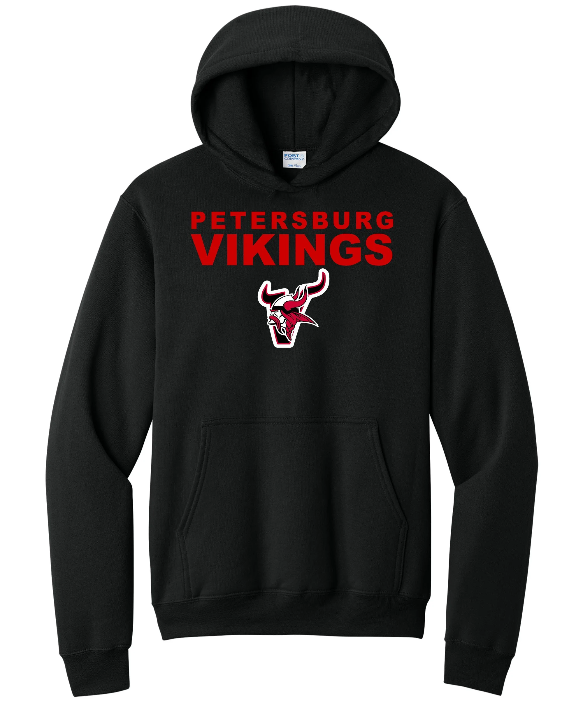 Petersburg Vikings w/ Viking V and Head Red Graphic Hoodie