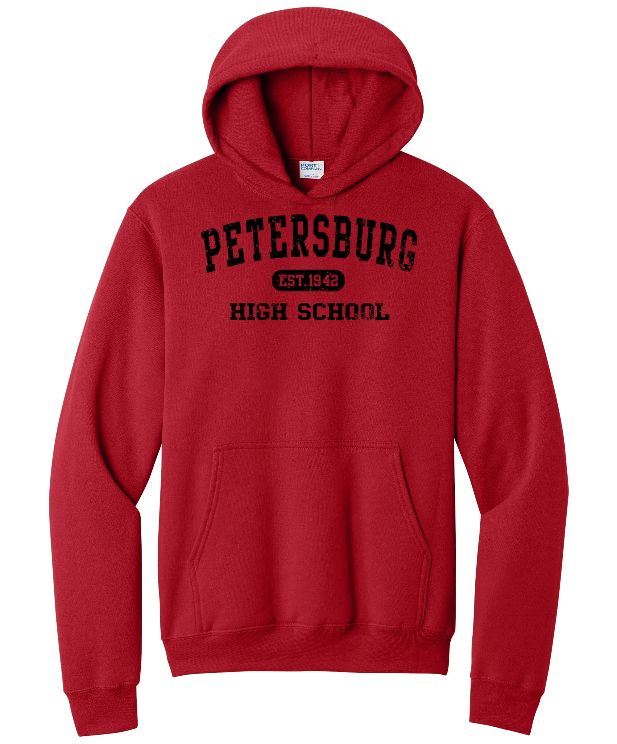 Petersburg High School Rustic Black Graphic Hoodie