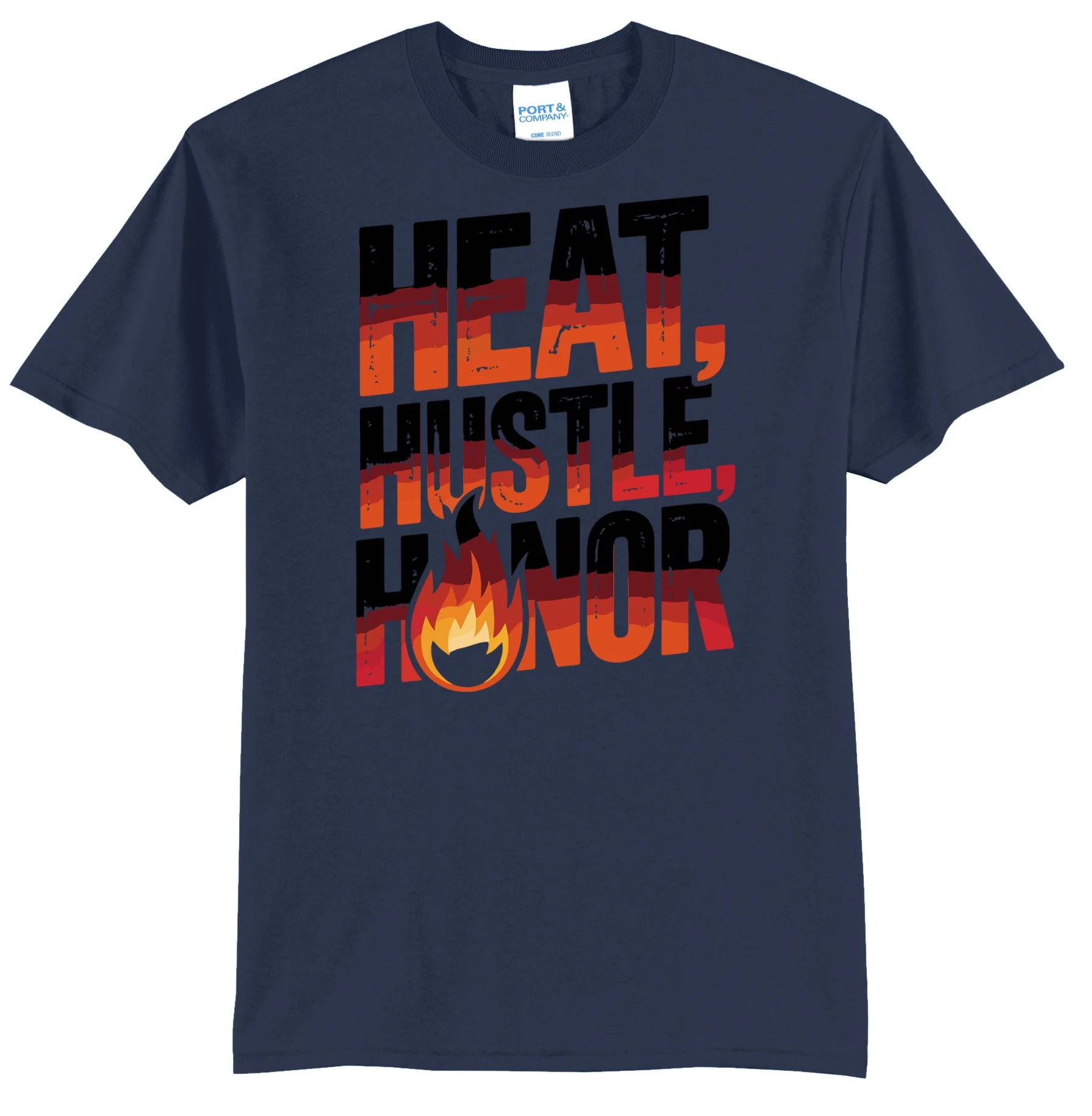 Heart Hustle Honor Firefighter T-Shirt PC55 NAVY.jpg