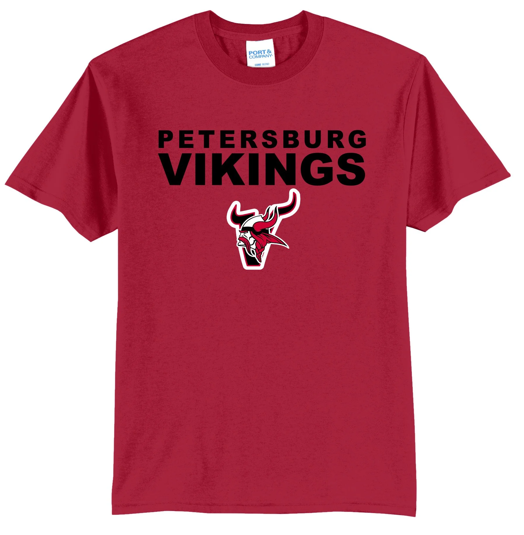 Petersburg Vikings with Viking V and Viking Head Graphic Tee Shirt