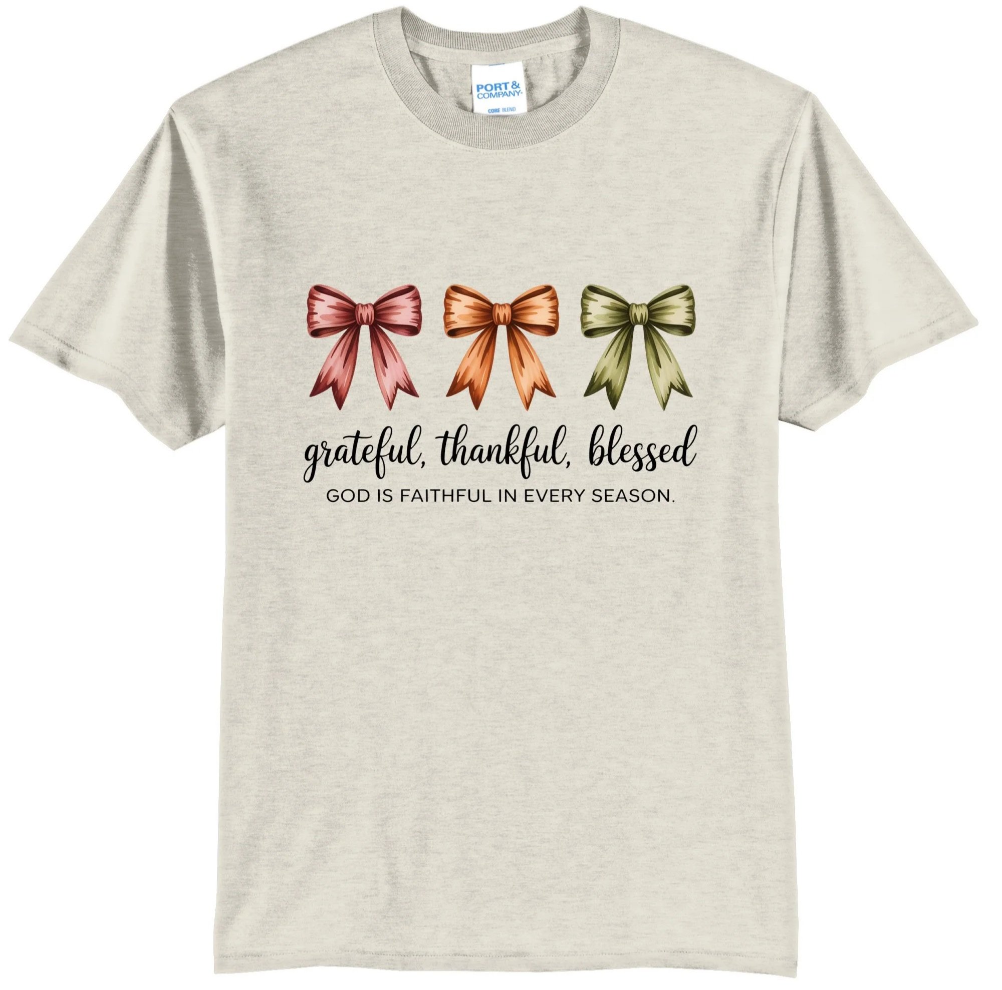 Grateful, Thankful, Blessed- Bows Graphic Tee Shirt
