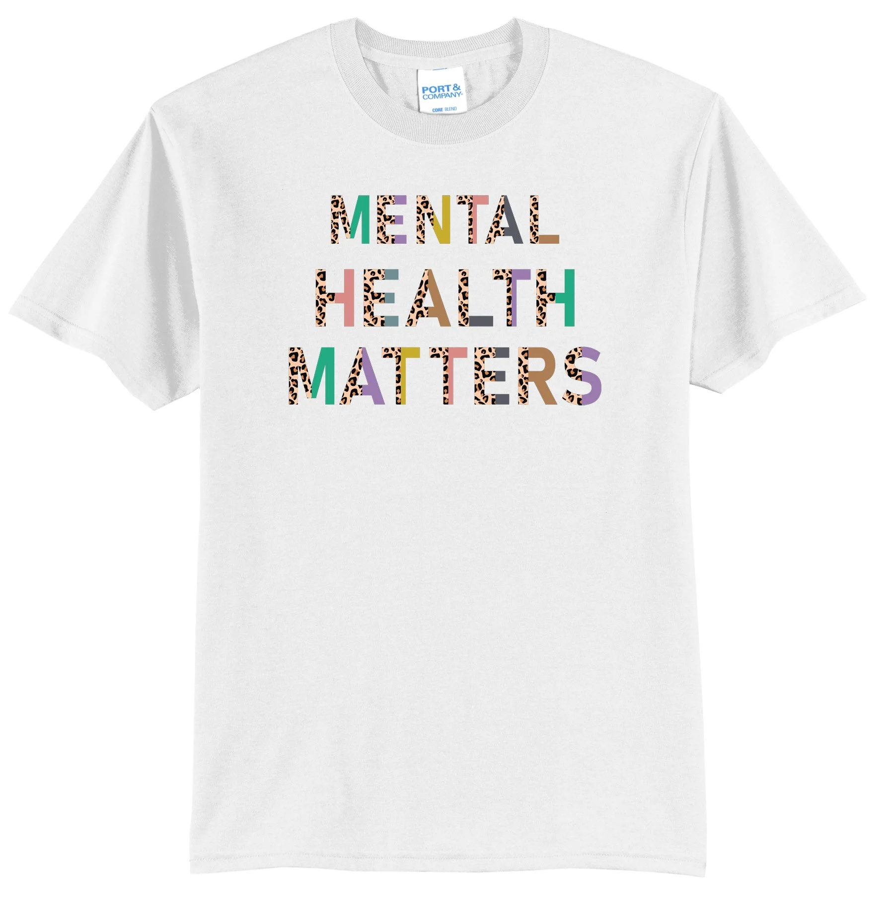 Mental Health Matters Colorful Letters Graphic Tee Shirt