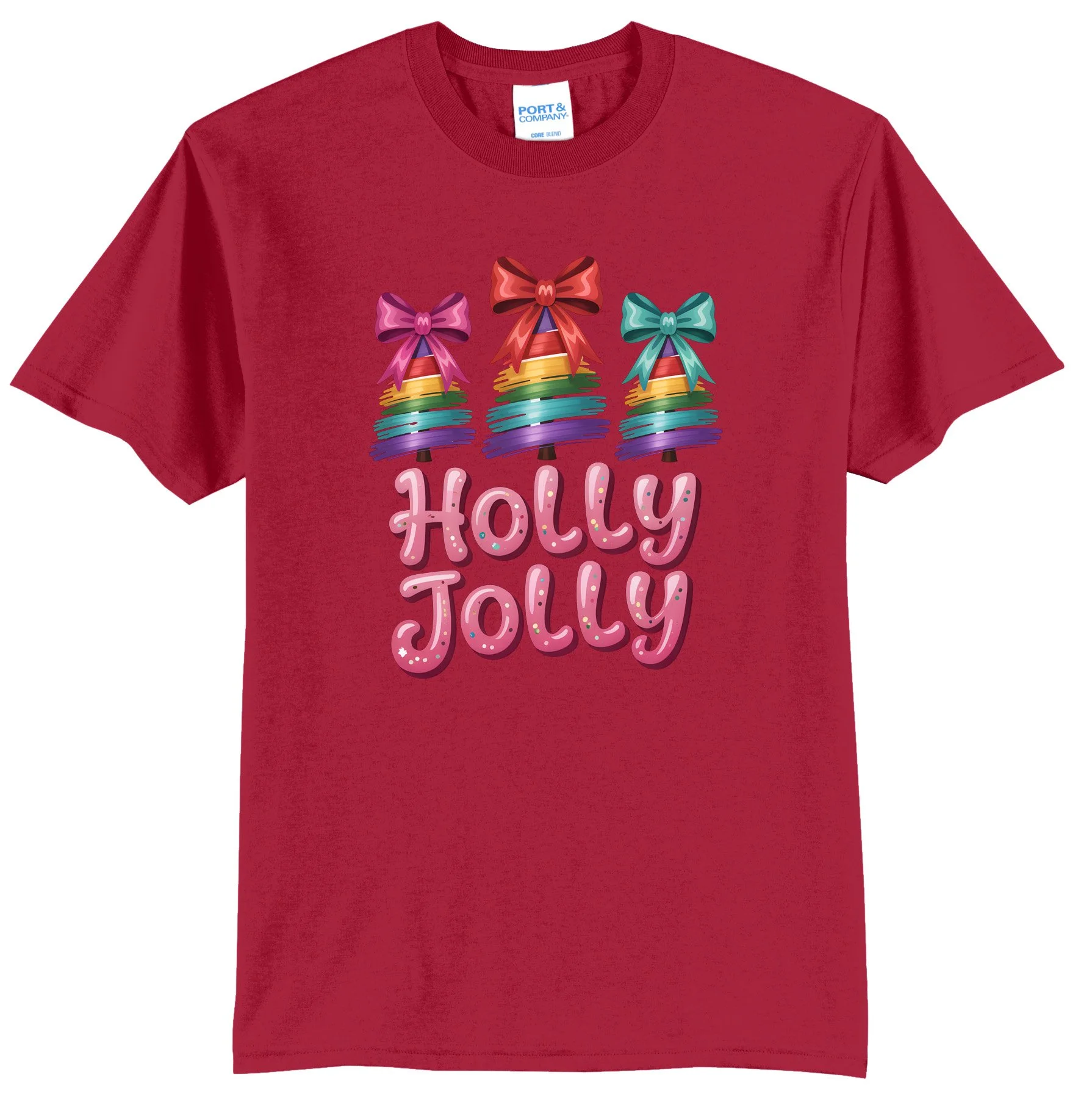 Holly Jolly Christmas Tree Graphic Tee Shirt