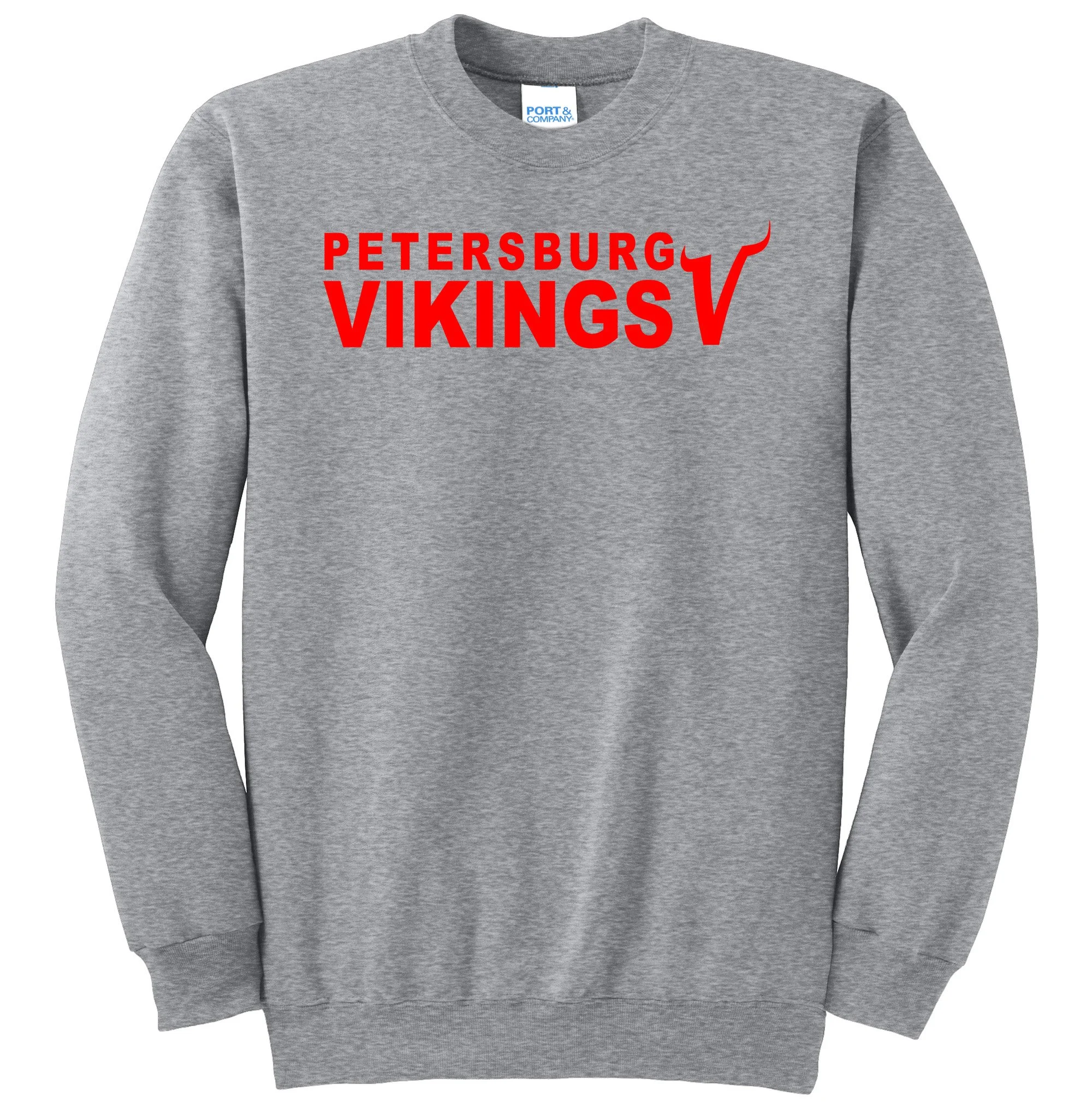 Petersburg Vikings Viking V Red Graphic Crewneck Sweatshirt