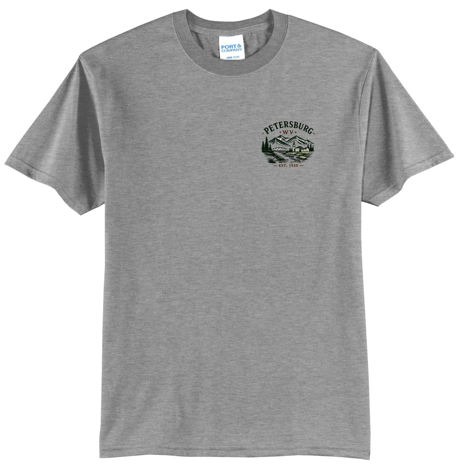 Petersburg, WV Graphic Tee Shirt Left Chest and Back