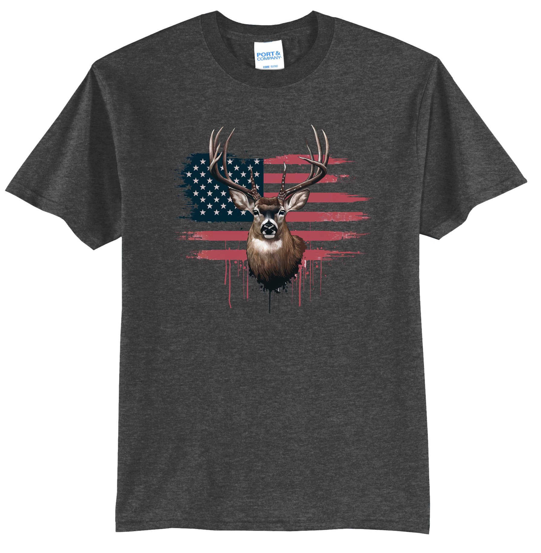 American Flag and Deer 2 Graphic Tee Shirt
