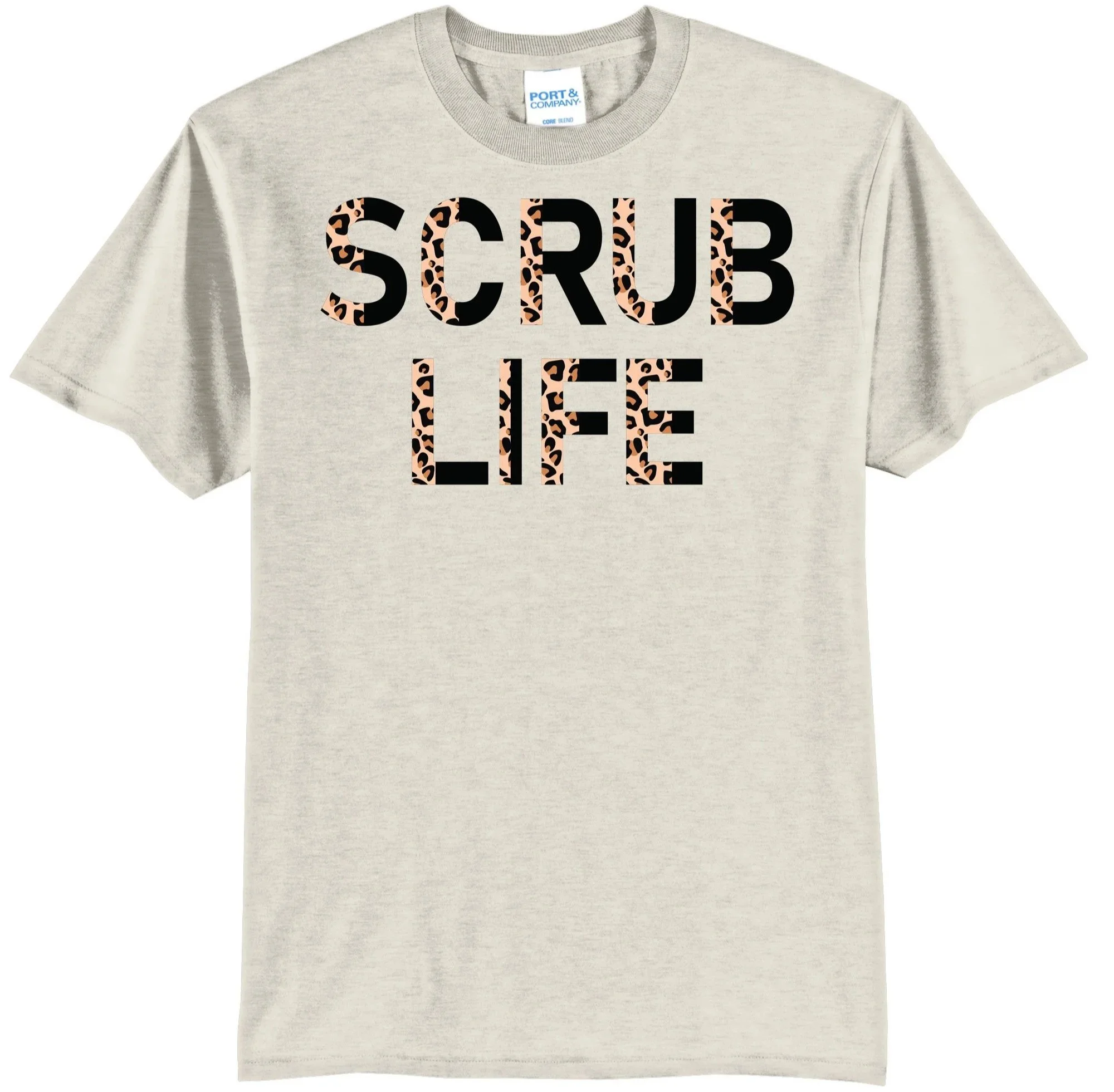 Scrub Life Half Leopard Half Black Graphic Tee Shirt