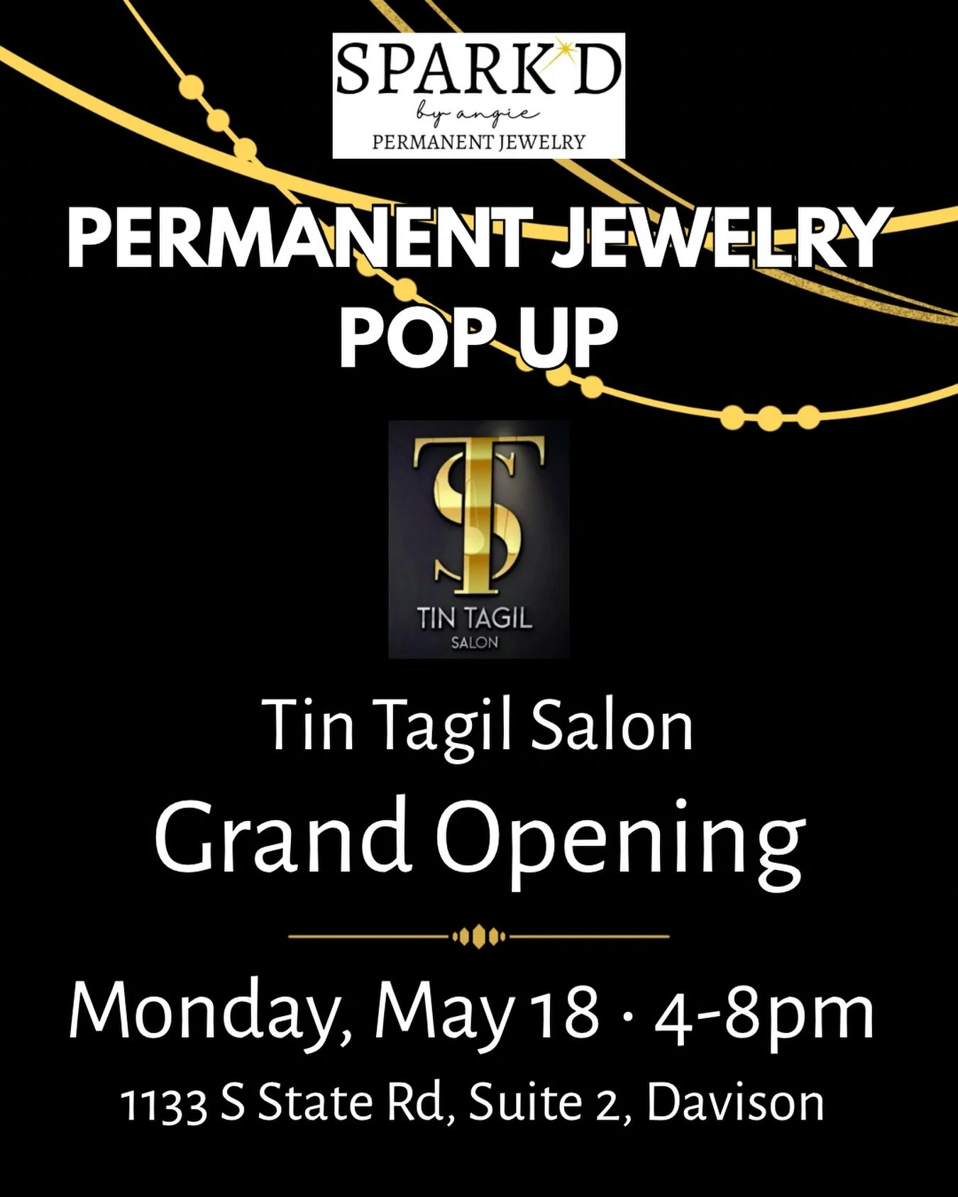 Cue the jewelry stacks ✨🖤

We&rsquo;re popping up at the grand opening of Tin Tagil Salon and you&rsquo;re invited 🥂

Come get Spark&rsquo;d with your favorite permanent bracelets, anklets, necklaces + rings while celebrating this gorgeous new salo