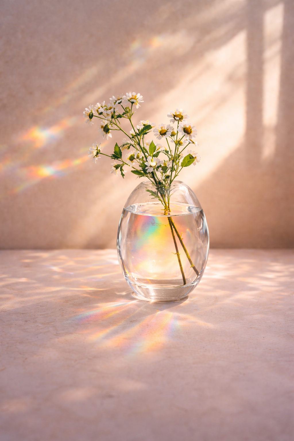 Flowers in an iridescent vase