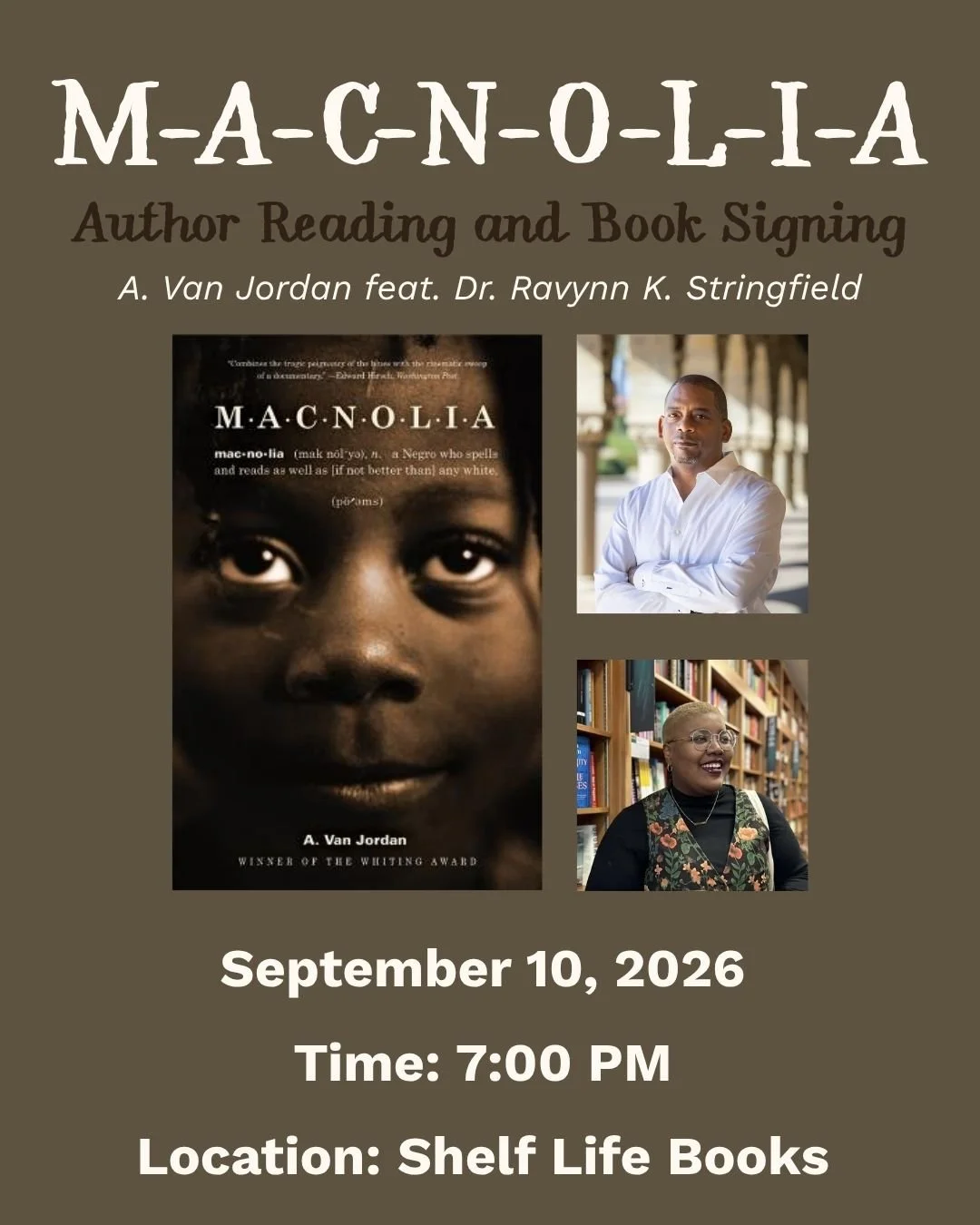 Reading and Book Signing: A. Van Jordan and Dr. Ravynn K. Stringfield