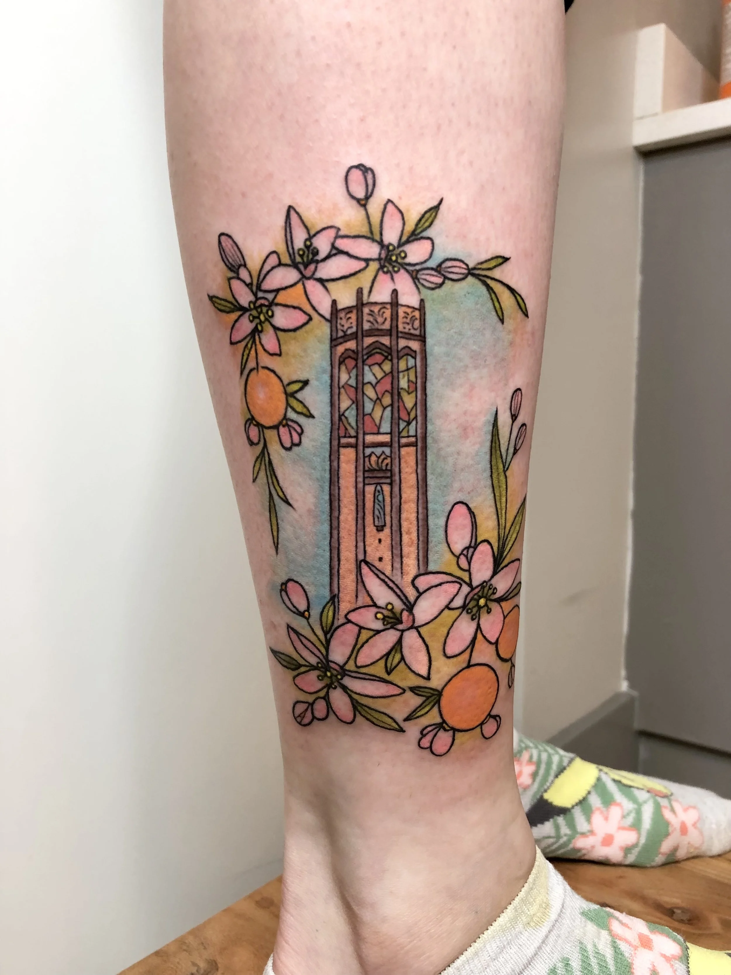 Bok Tower traditional tattoo by Jennifer Lynn at Crown Jewel Tattoo in Tampa Florida 